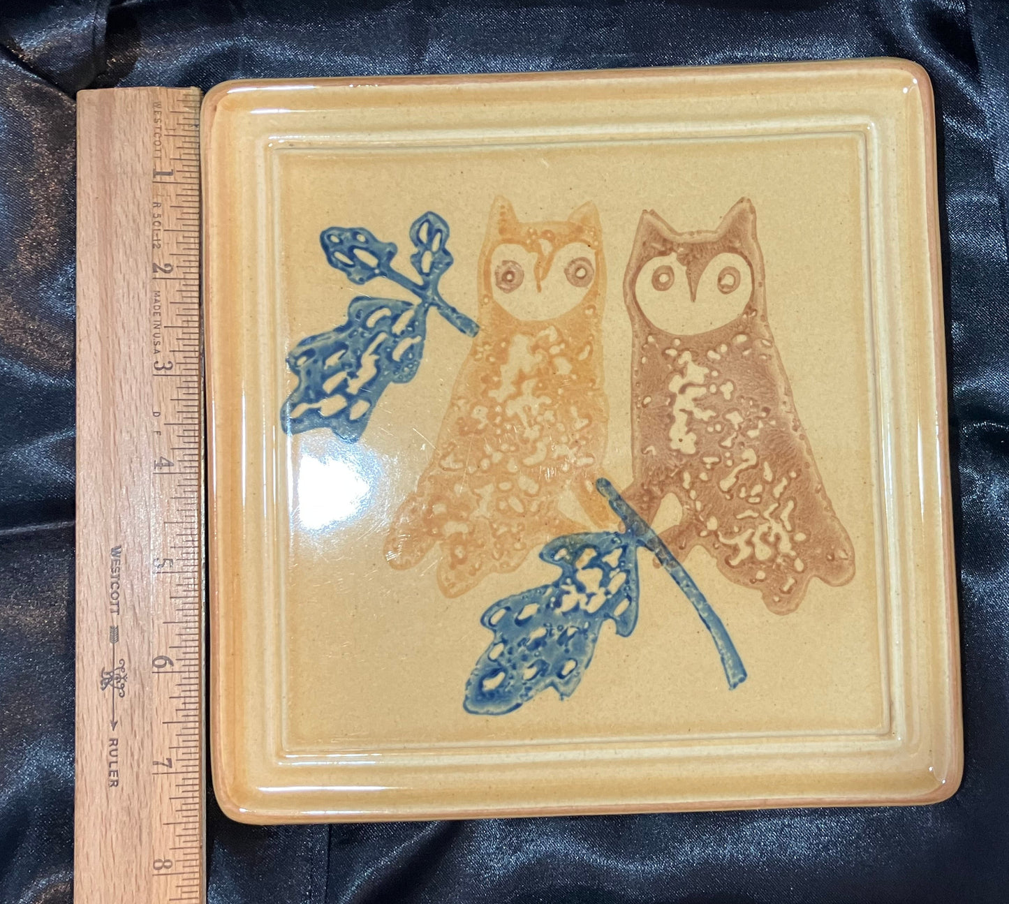 Vintage Pfaltzgraff Owl Trivet – American Museum Folk Art Collection – Stoneware Tile