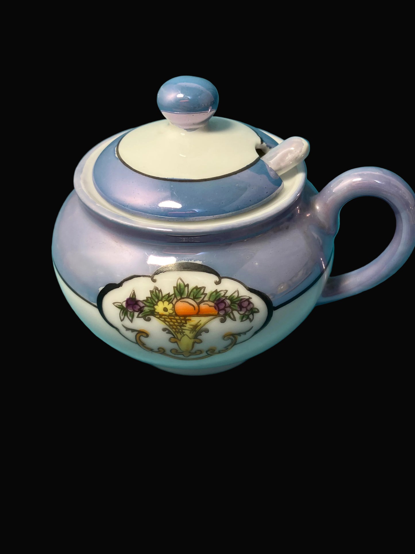 Vintage Noritake Lusterware Mustard Bowl with Lid & Spoon