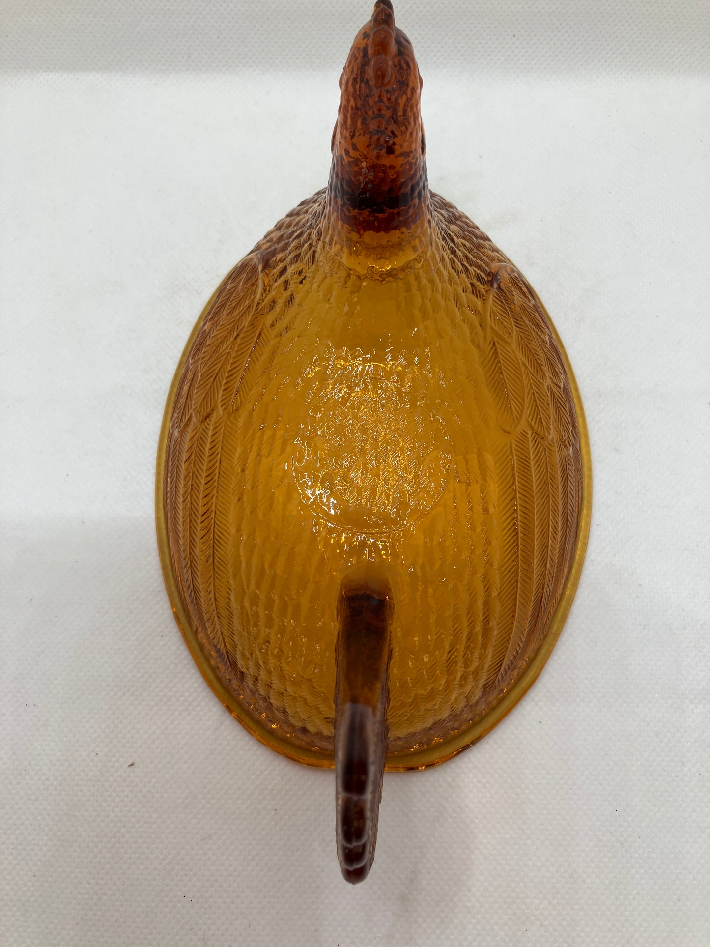 Vintage Amber Glass Dish - Hen on Nest