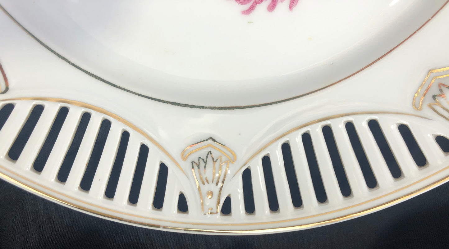 Antique German Reticulated Porcelain Plate