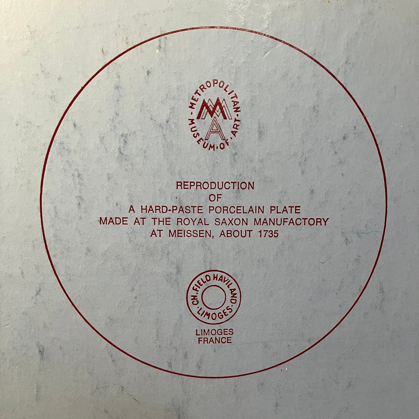 C.H. Field Haviland Limoges MMA Commemorative Plate