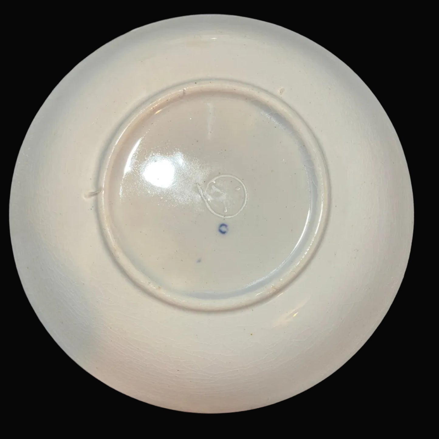 Antique Ontario Lake Pattern Porcelain Saucers – Set of 2 – Blue & White Transferware – Mid-1800s