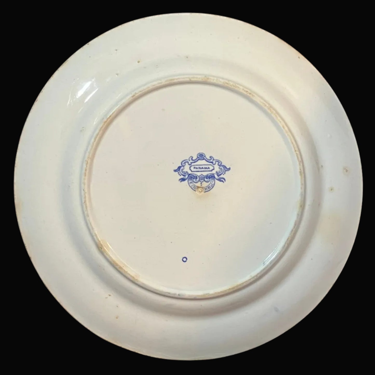 Antique E. Challinor Panama Dinner Plate – 1850s Ironstone – Blue & White Transferware
