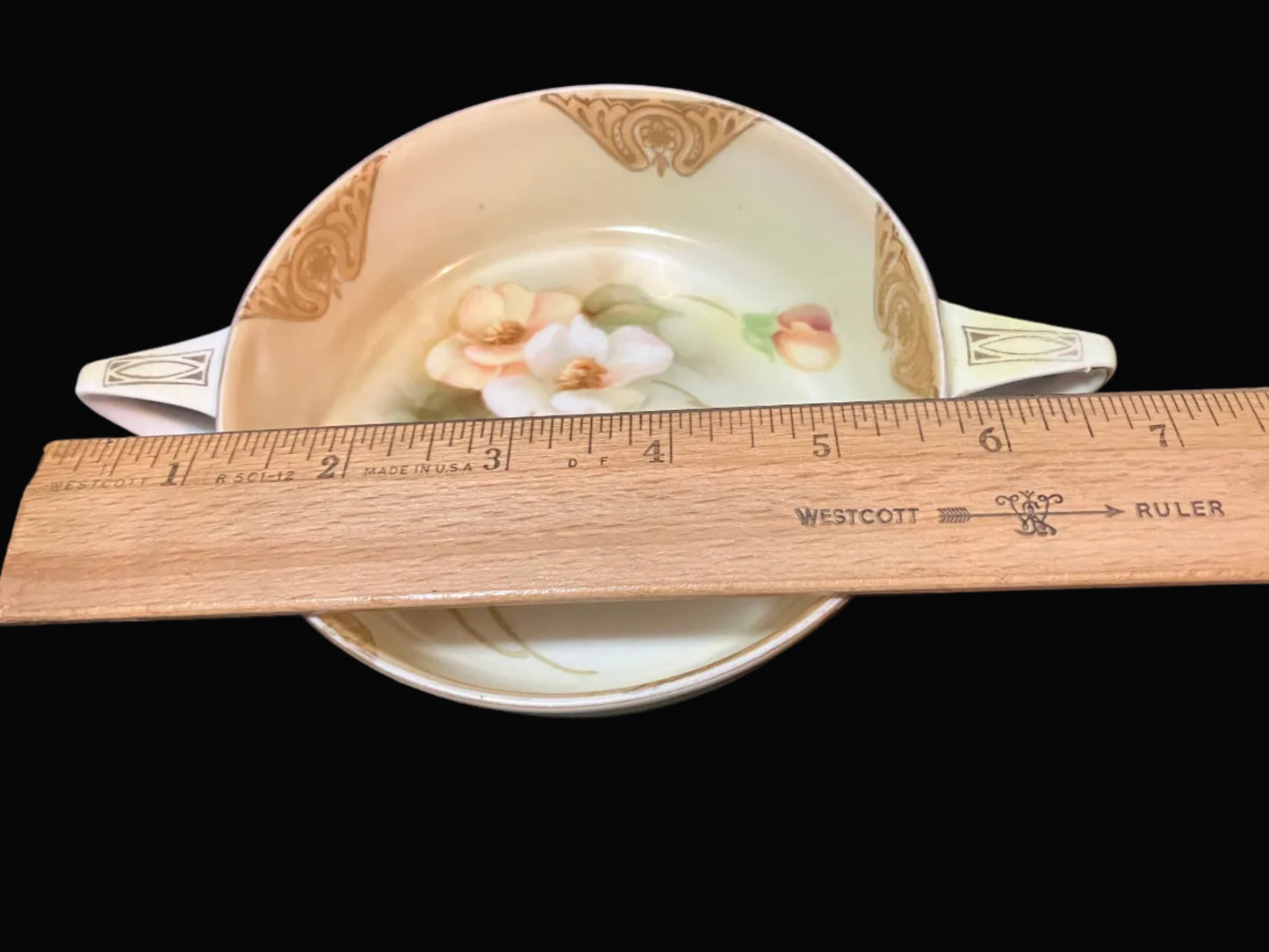Antique RS Germany Trinket Dish - Art Nouveau Floral Porcelain