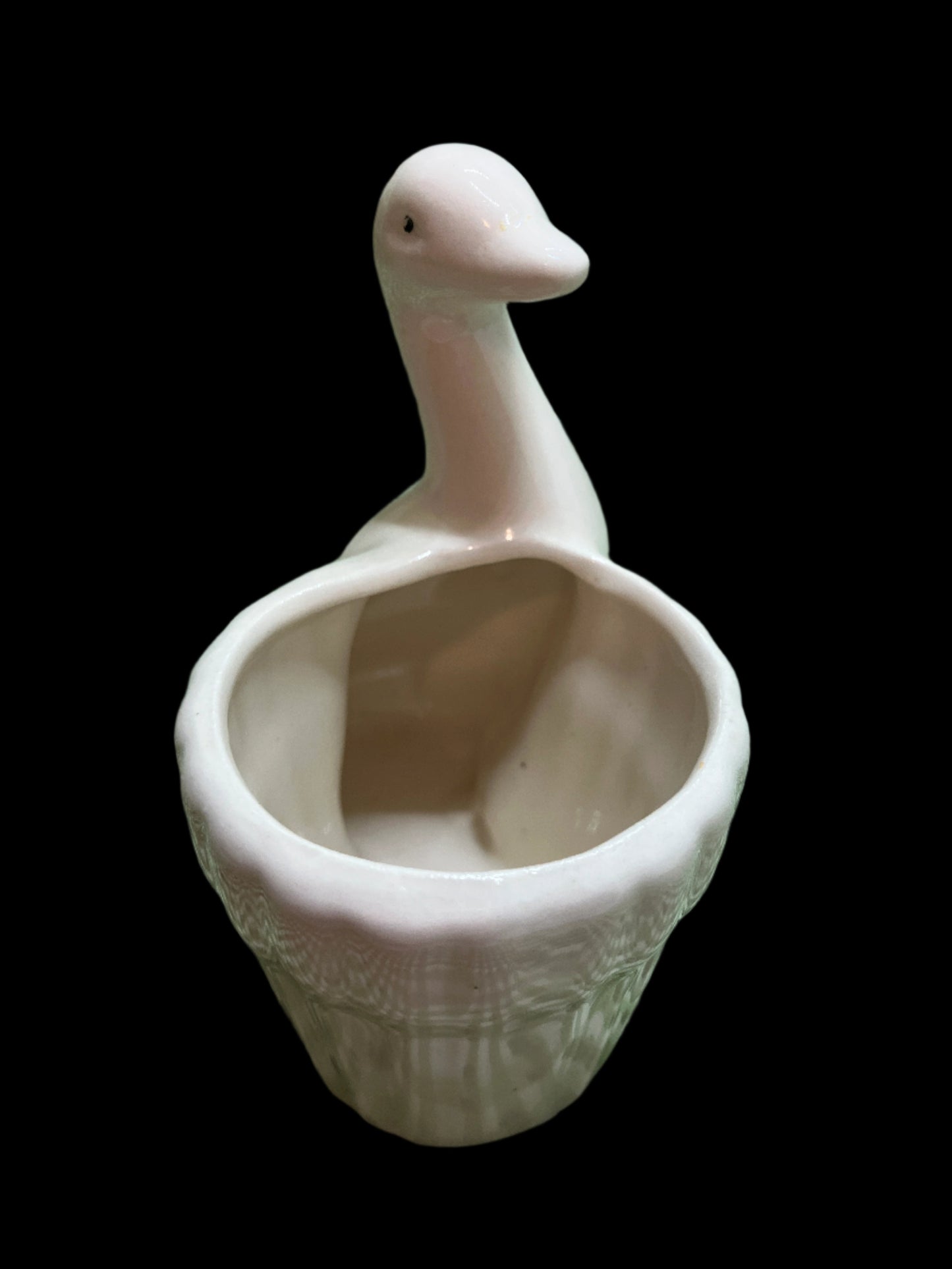 Vintage Ceramic Duck Planter – Small Creamy White – 4"