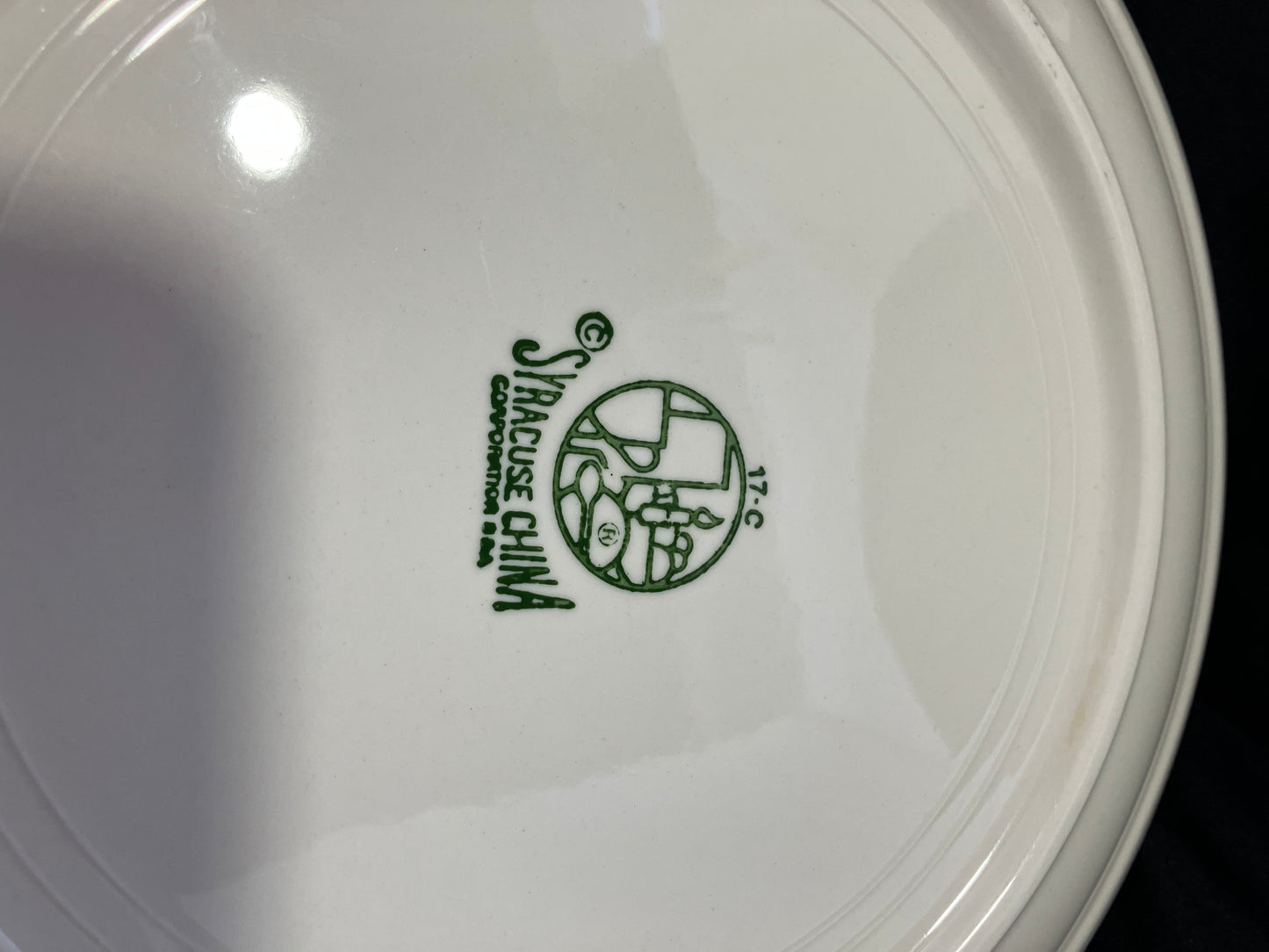 Vintage Syracuse China Restaurant Ware Dinner Plate, Pink Airbrushed Rim, Scalloped Edge