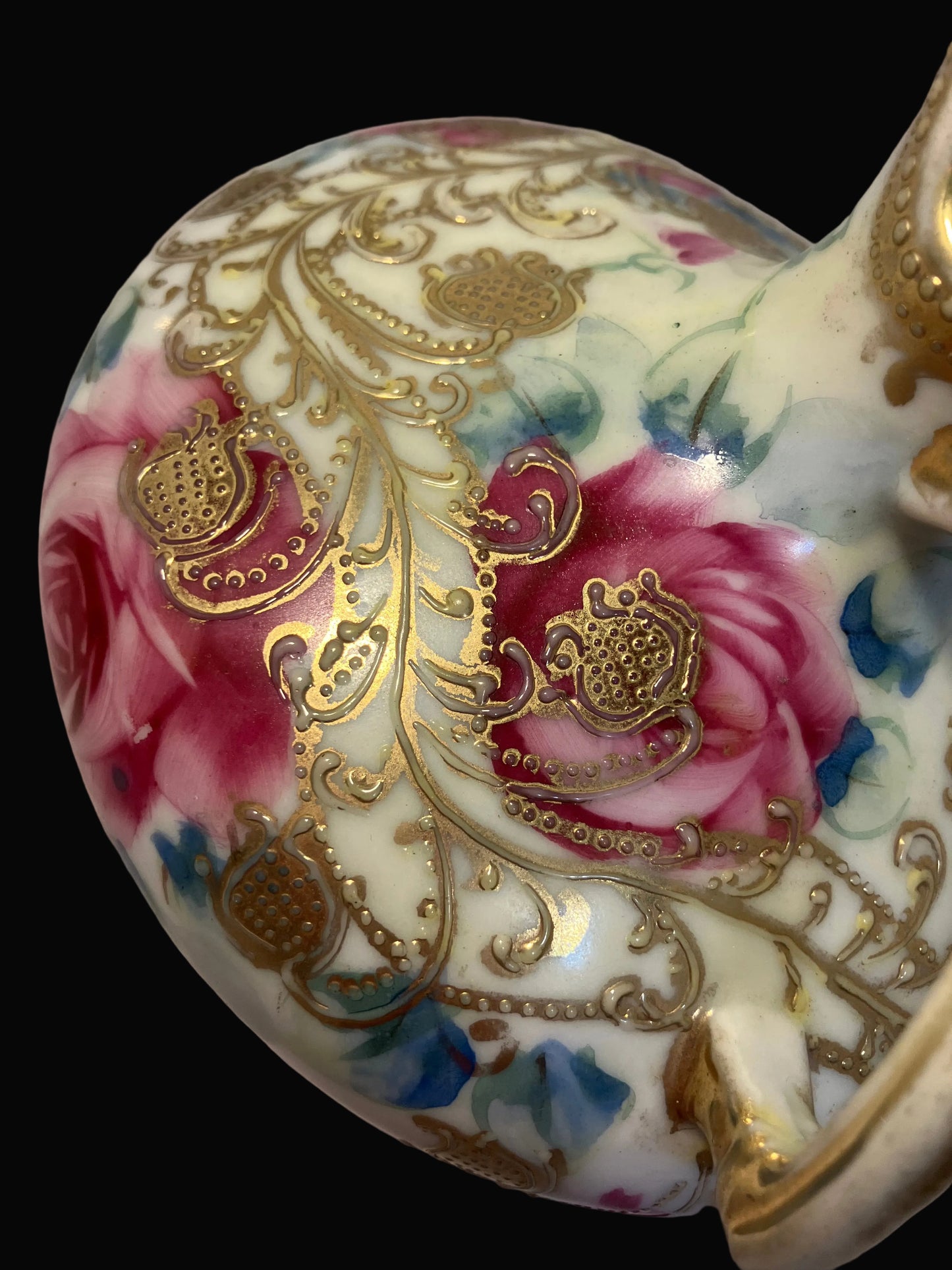 Antique Nippon Moriage Porcelain Ewer — Hand Painted Roses