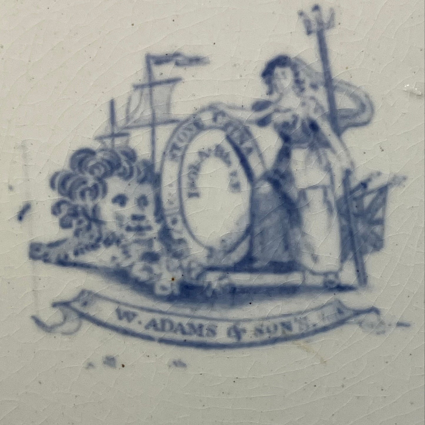 Very Rare Antique W. Adams & Sons “Isola Blue” Dessert Plate