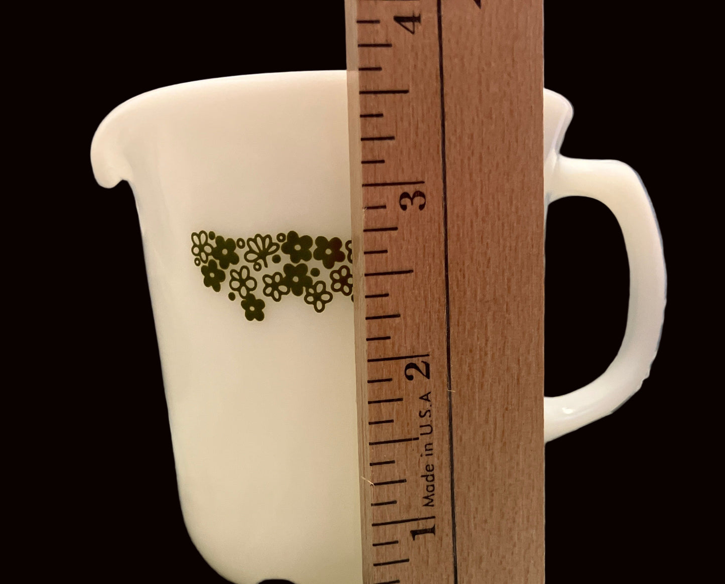 Vintage Pyrex Creamer, Spring Blossom Green & White