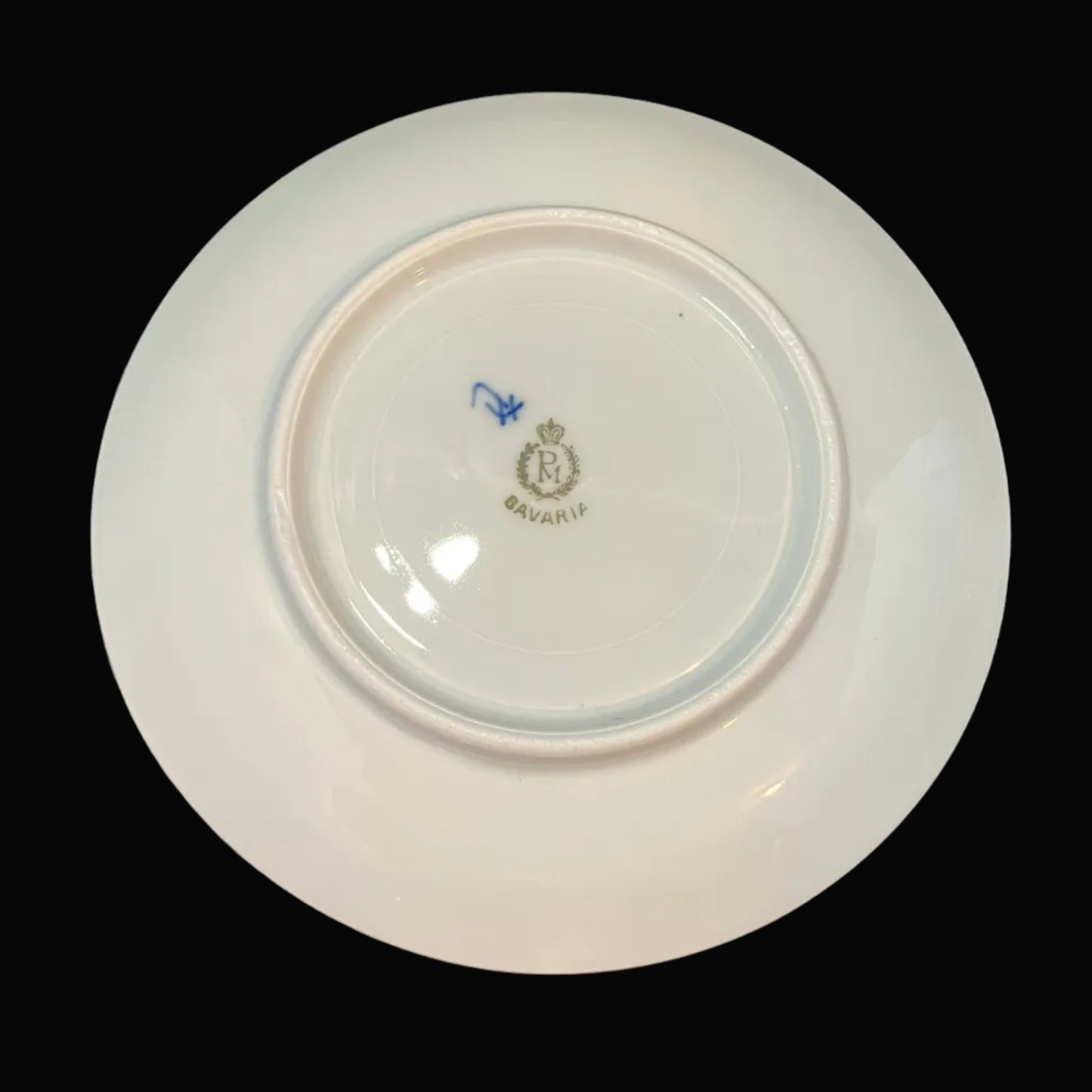 Vintage Moschendorf Bavaria Cup and Saucer Set – Strawflower Blue & White Porcelain – Set of 4