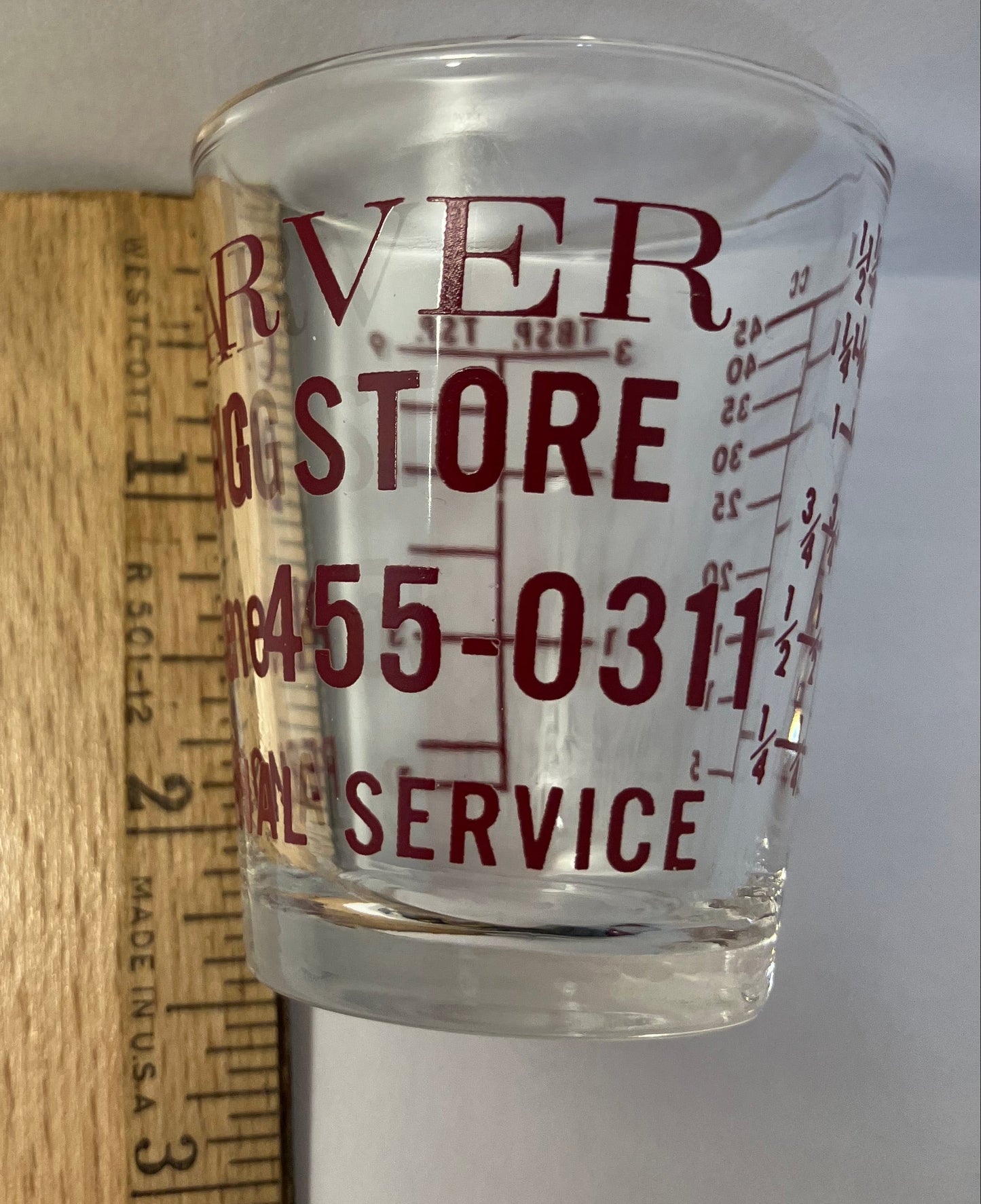Vintage Carver Drug Store Dosage Glass – Drugstore Advertising Shot Glass