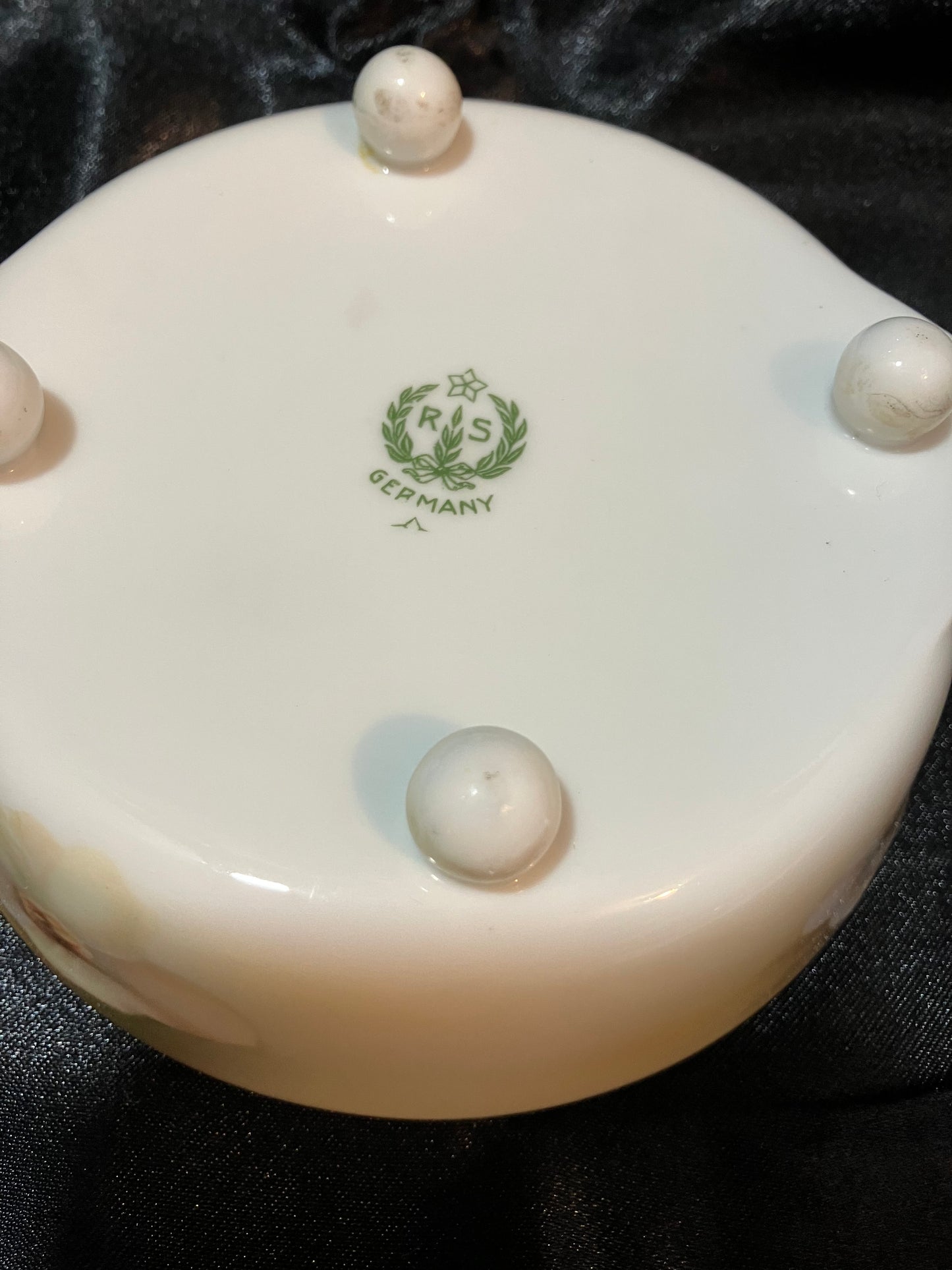 Antique RS Germany Trinket Dish - Art Nouveau Floral Porcelain
