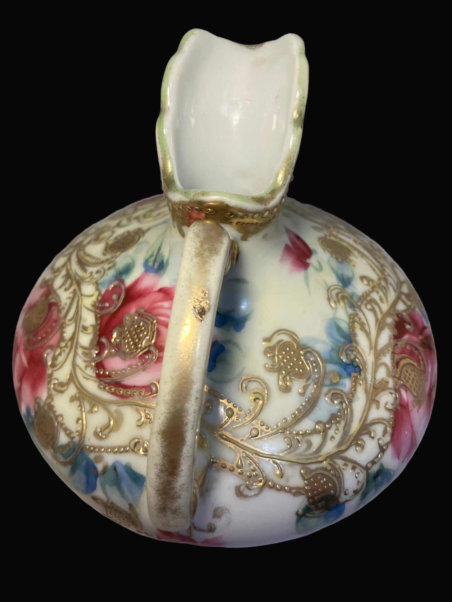Antique Nippon Moriage Porcelain Ewer — Hand Painted Roses