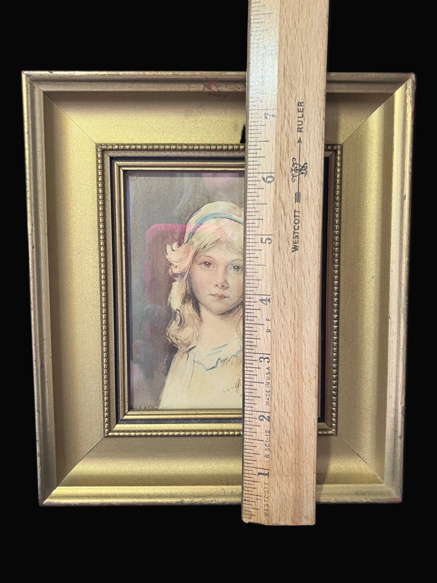 Vintage Arthur Garratt Portrait Prints — Boy & Girl, 1930s–1940s, Gilded Frames