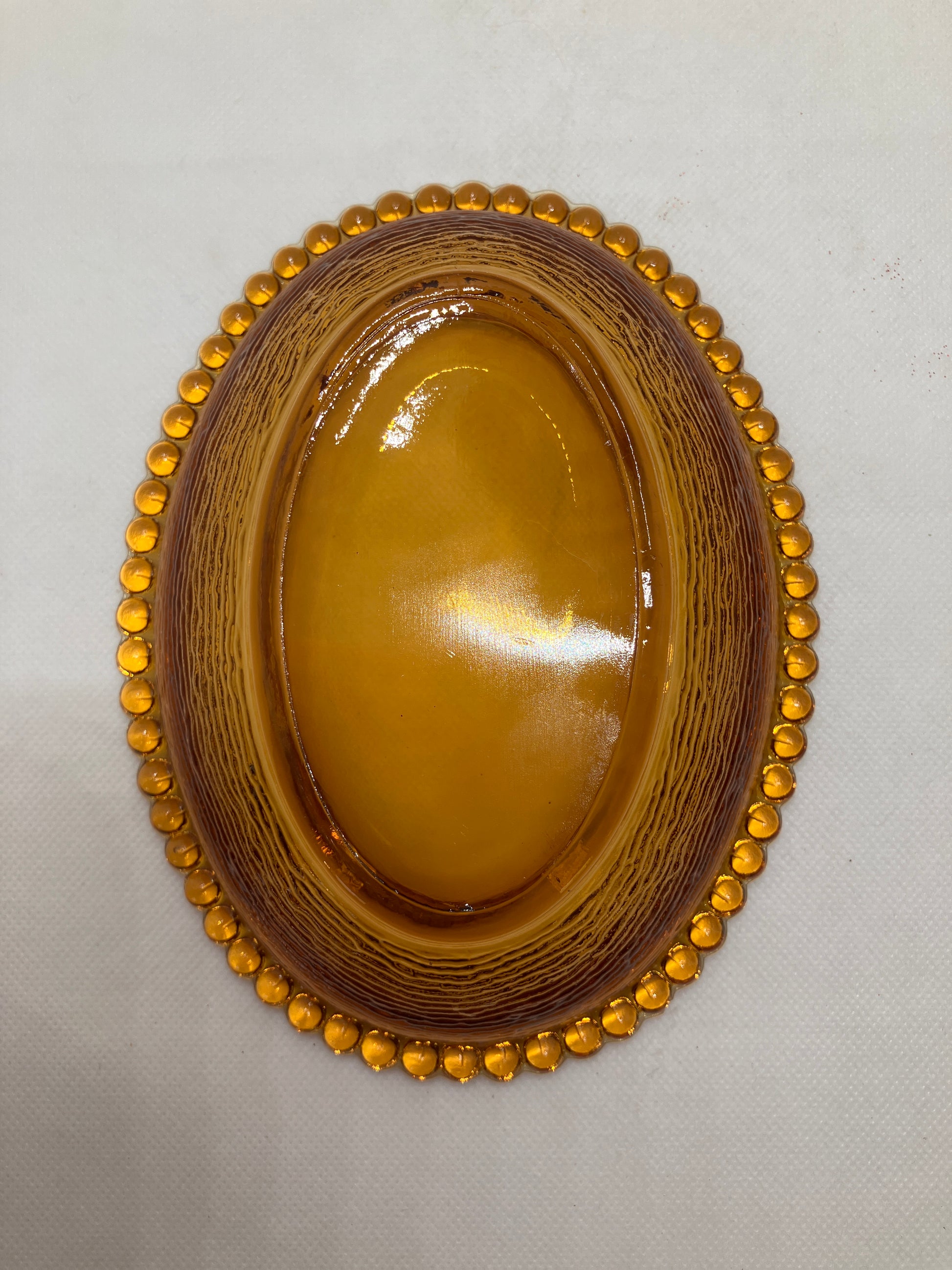 Antique Amber Glass Nesting Hen Base