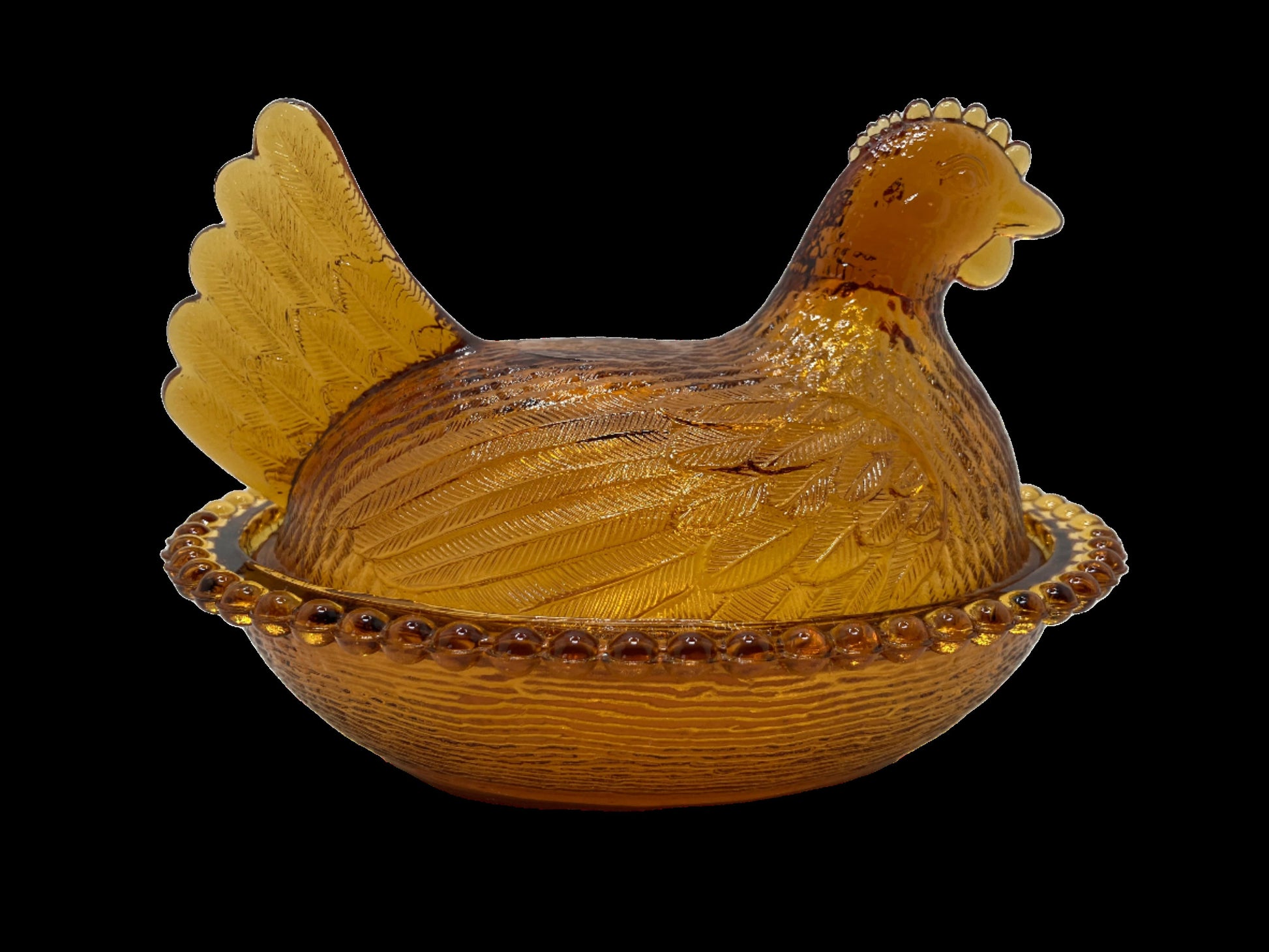 Amber Glass Dish - Hen on Nest Indiana