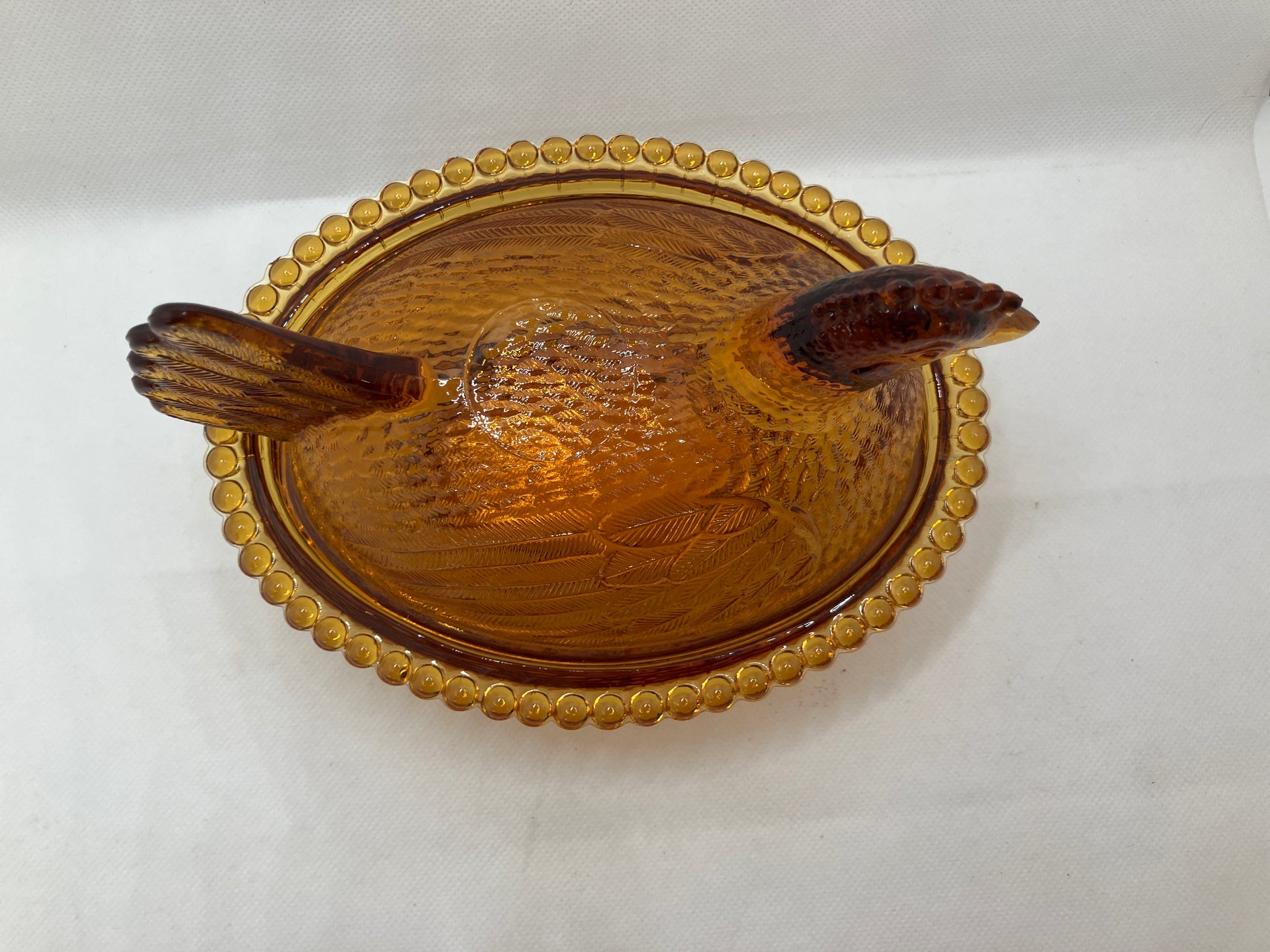 Amber Glass Dish - Hen on Nest Indiana Top