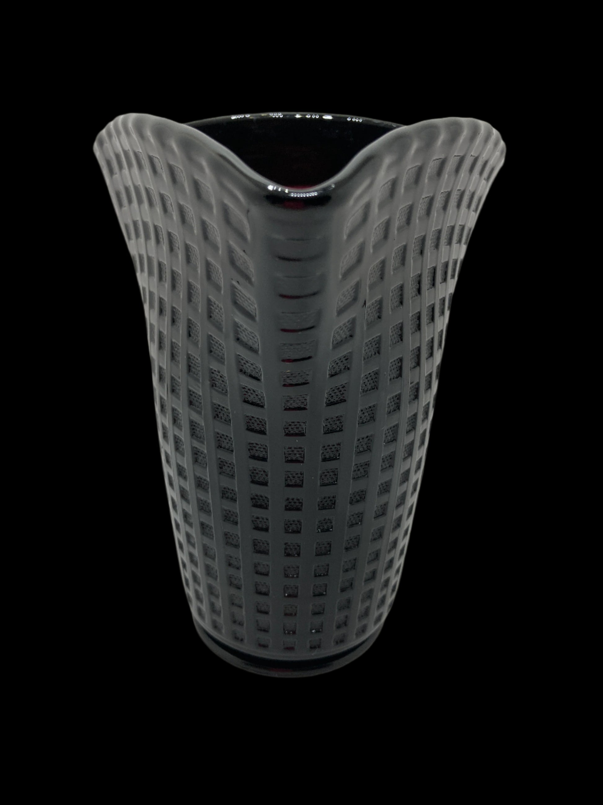 Amethyst Glass Waffle Vase 
