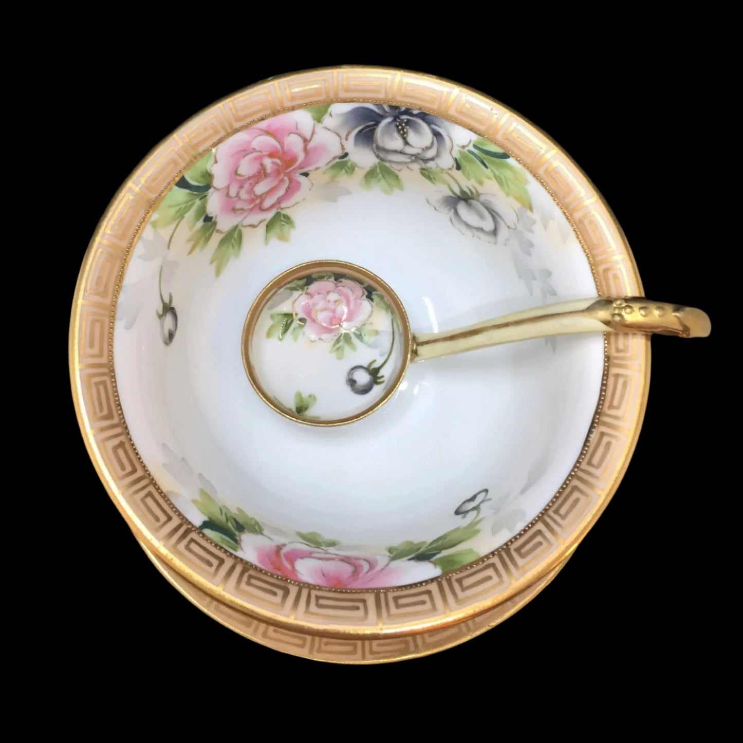 Antique 3 Piece Nippon Morimura Mayo Set with Greek Key Trim