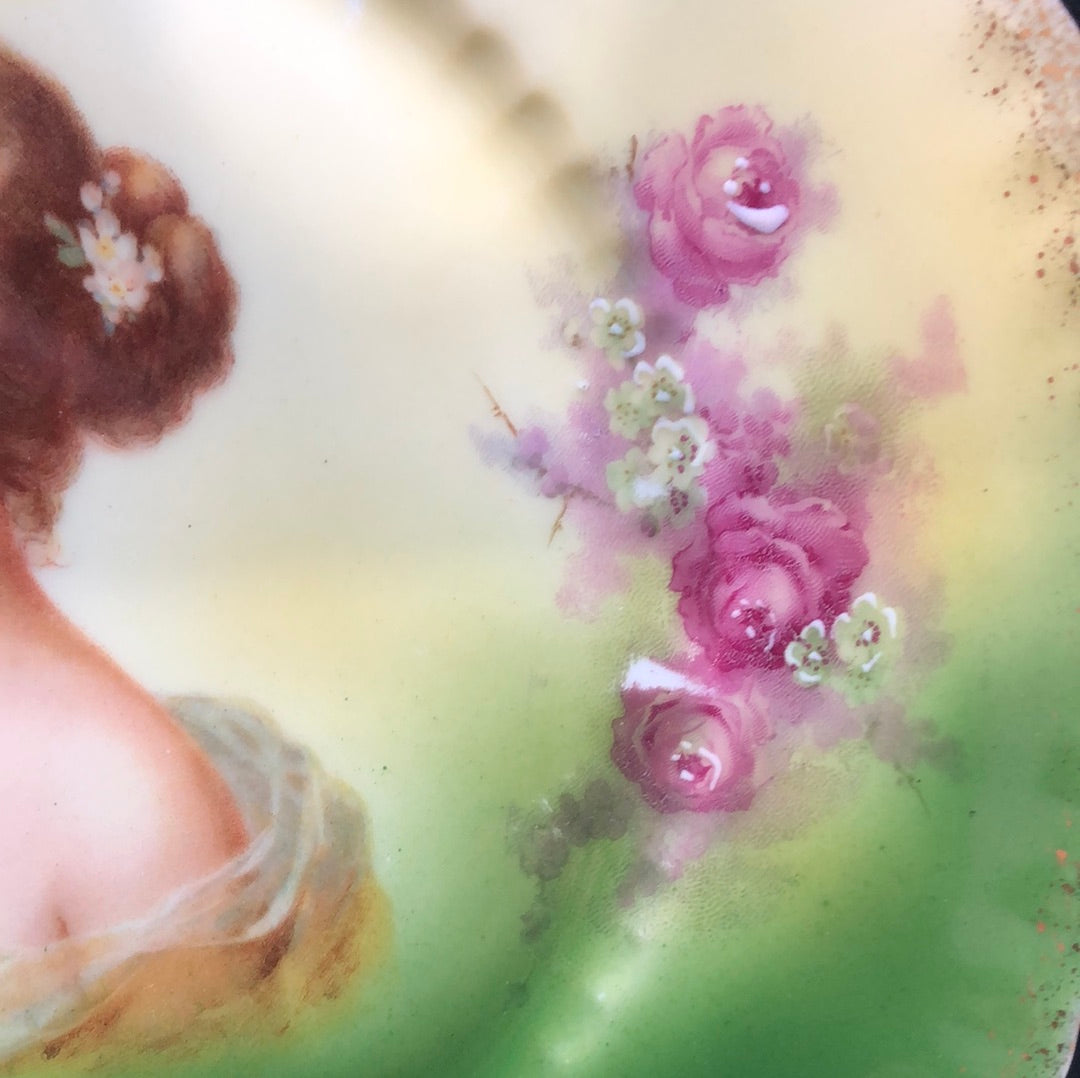 Antique China Plate Art Nouveau by Victoria flowers close up