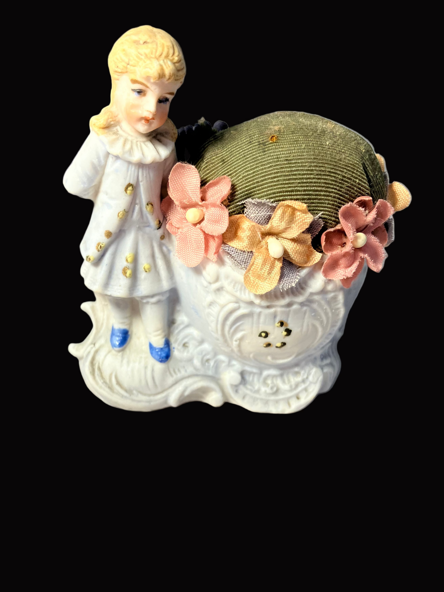 Antique German bisque pin cushion or figurine 