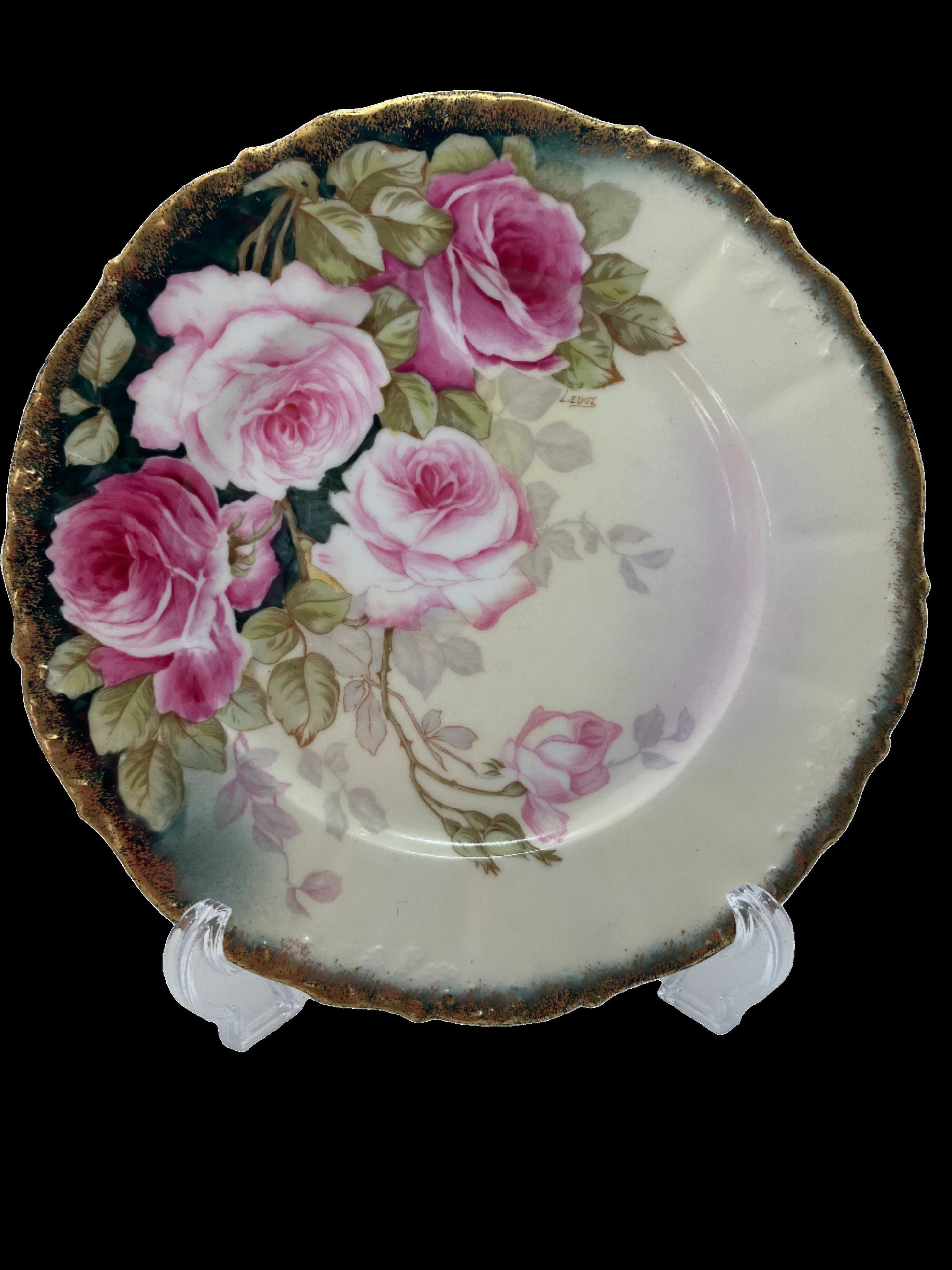 Antique Limoges Plate by Bawo & Dotter with Roses