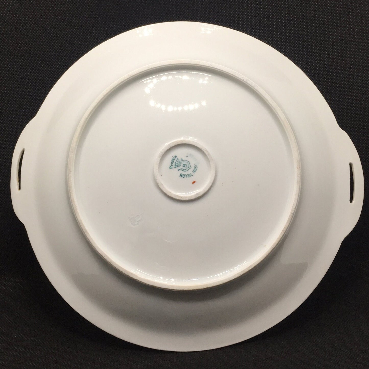 Antique Victorian Cake Plate by Royal Rudolstadt of Prussia back side