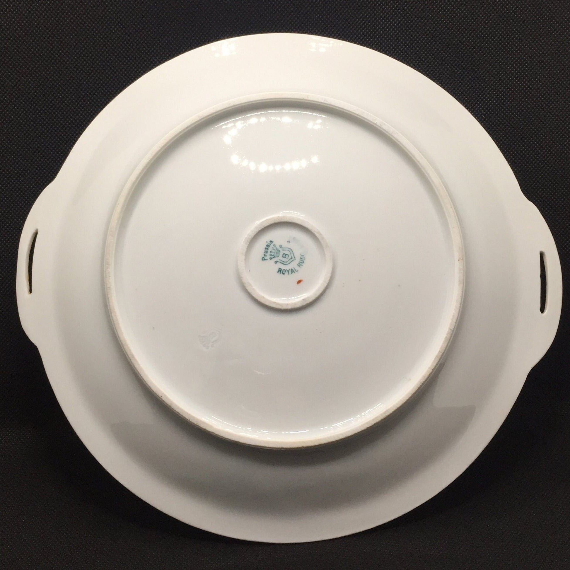 Antique Victorian Cake Plate by Royal Rudolstadt of Prussia back side