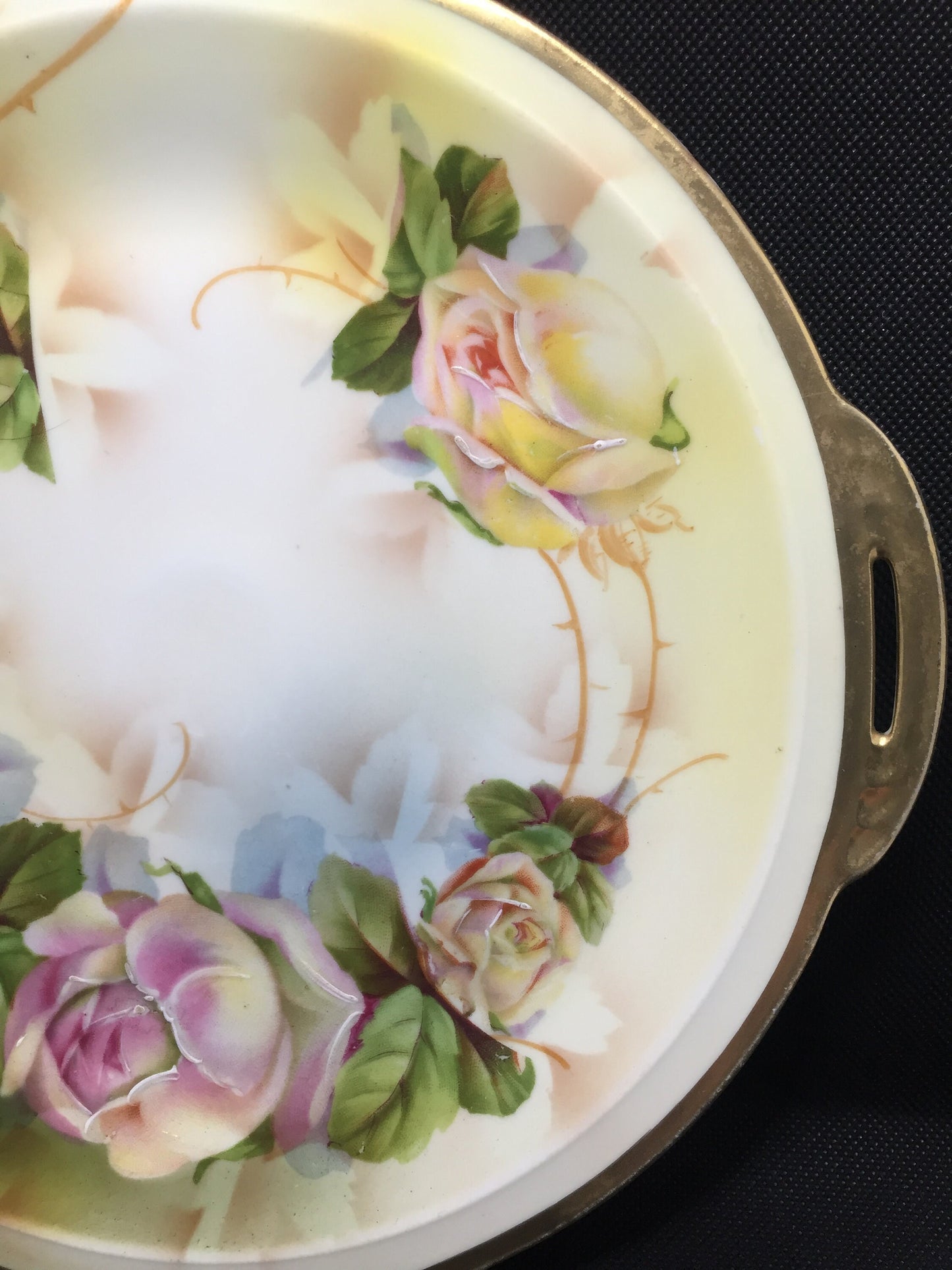 Antique Victorian Cake Plate by Royal Rudolstadt with Roses 
