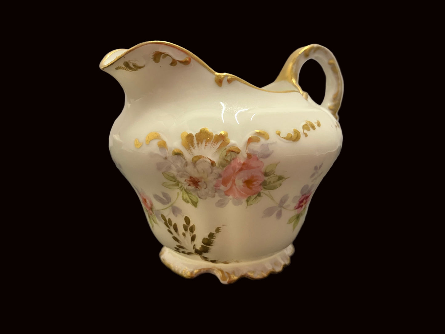 Antique floral and gold Limoges creamer