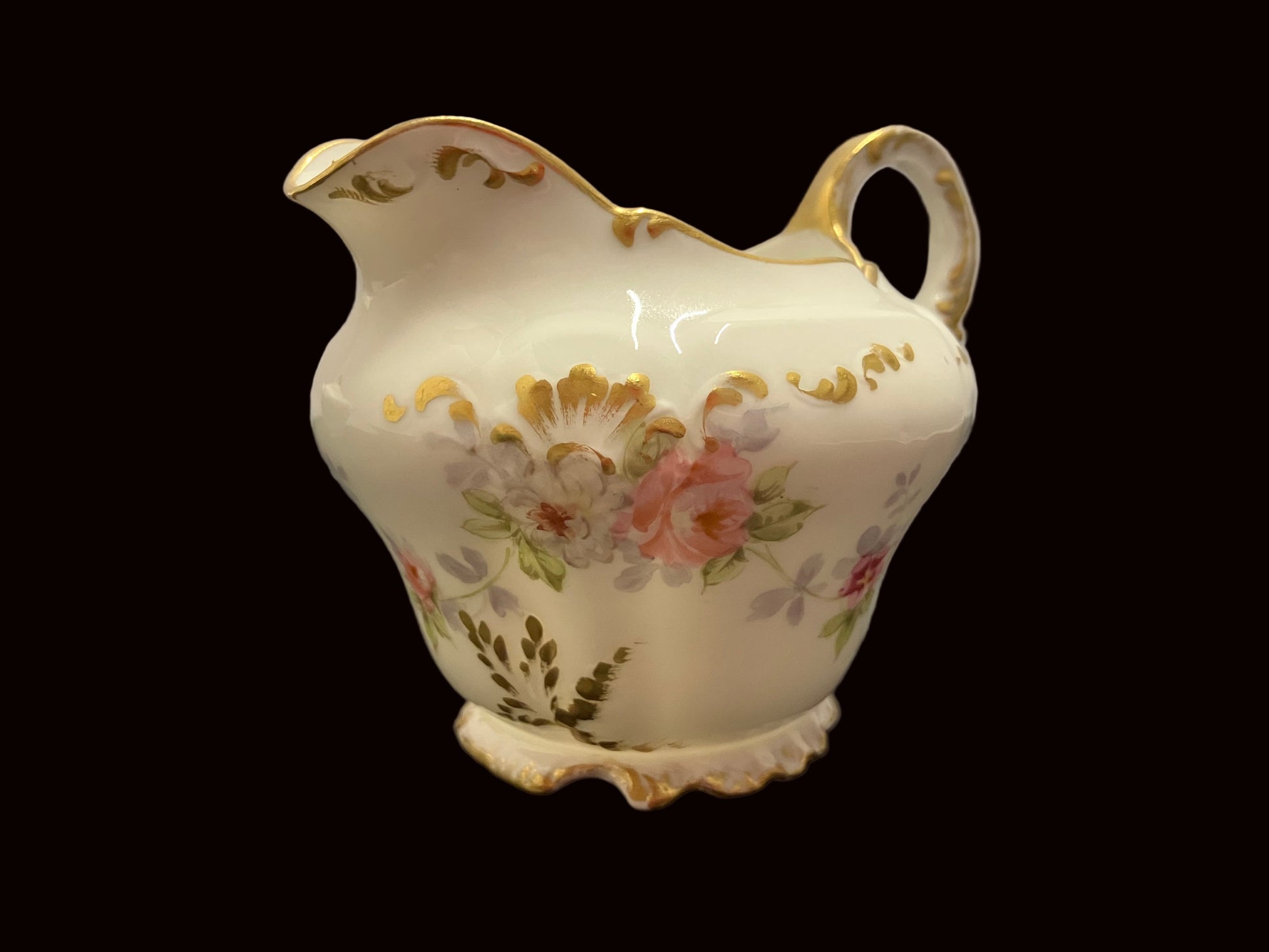 Antique floral and gold Limoges creamer