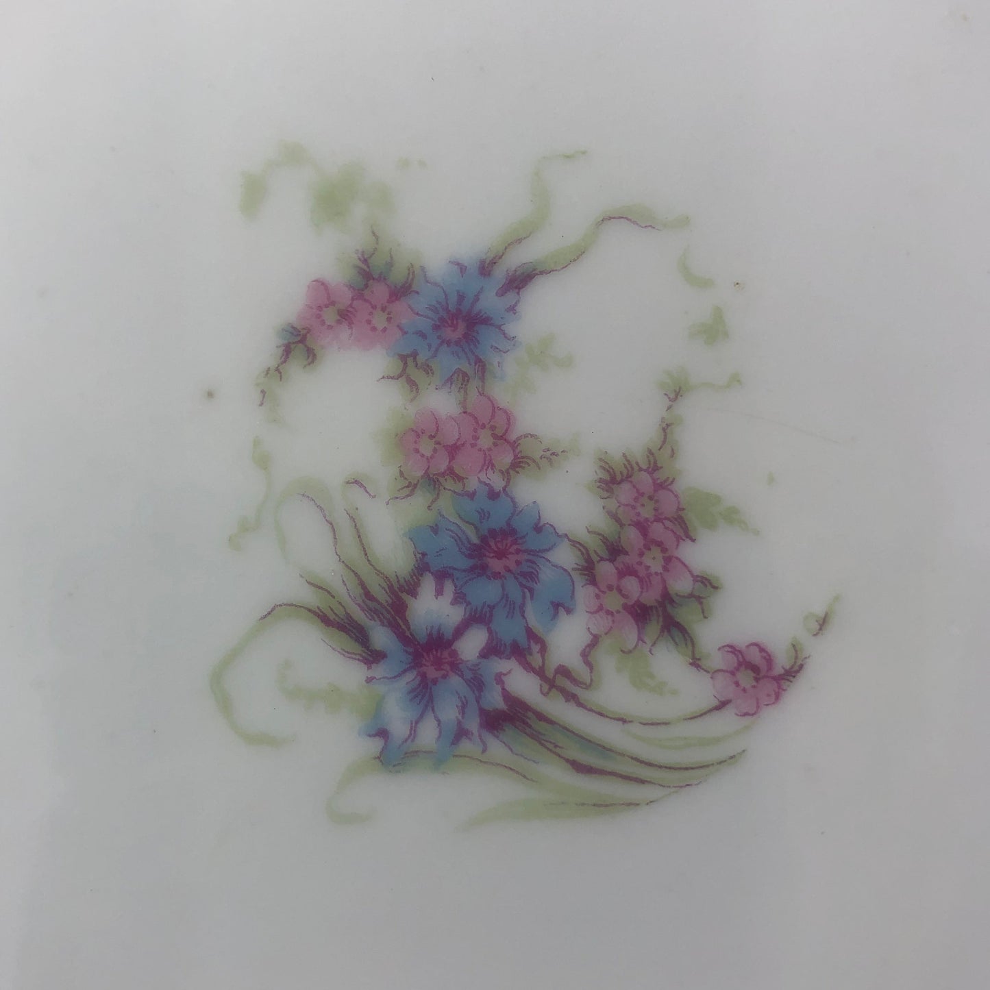 Antique Limoges Elite Works Plate, Bawo & Dotter France Porcelain, Blue Pink Floral Lunch Plate