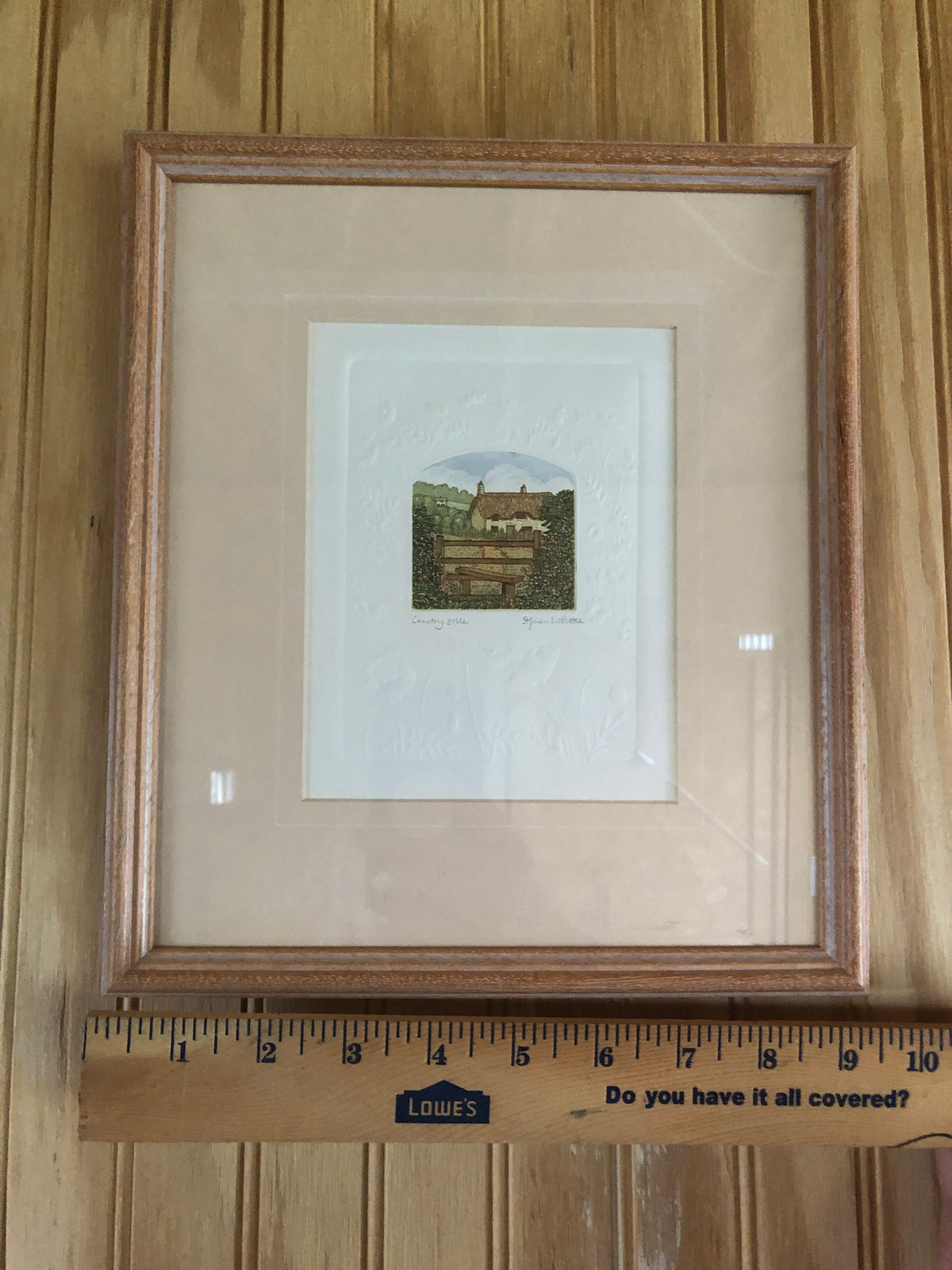 Vintage Stephen Whittle Country Stile Etching Signed Cottage Art Print Embossed Detail Wooden Framed