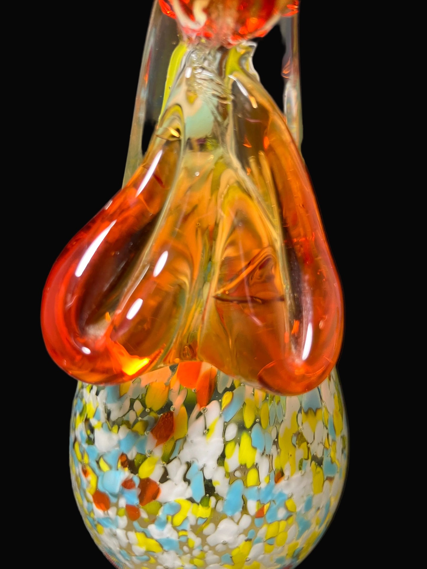 Vintage Murano Style Hand Blown Glass Hen & Rooster Paperweights – Confetti Glass Chicken Pair