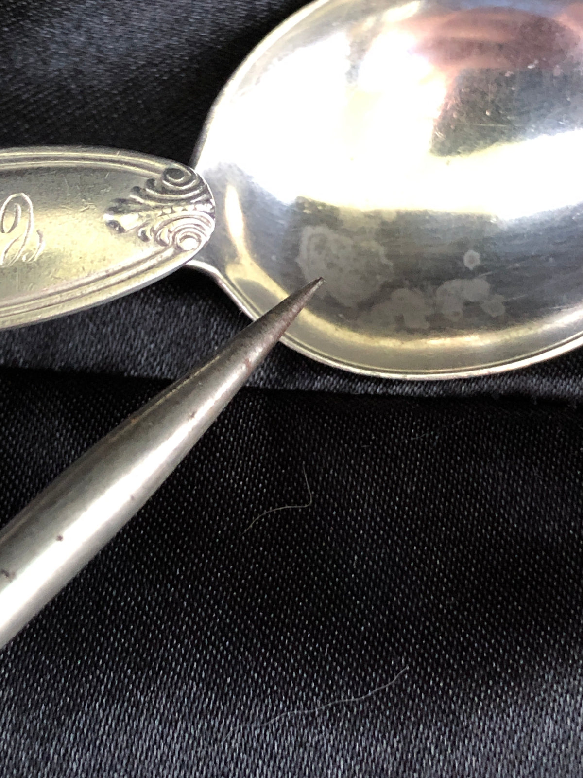Antique Manchester Sterling Silver Baby Spoon – Leonore Pattern – Curved Handle