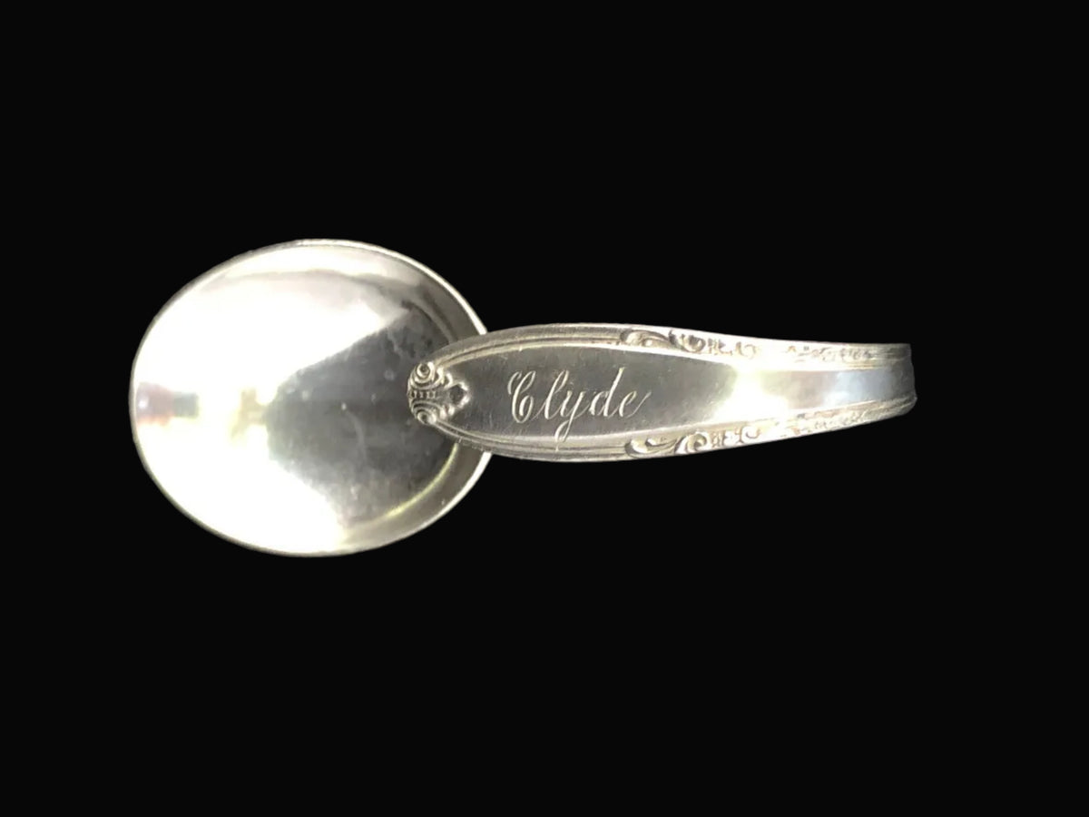 Antique Manchester Sterling Silver Baby Spoon – Leonore Pattern – Curved Handle