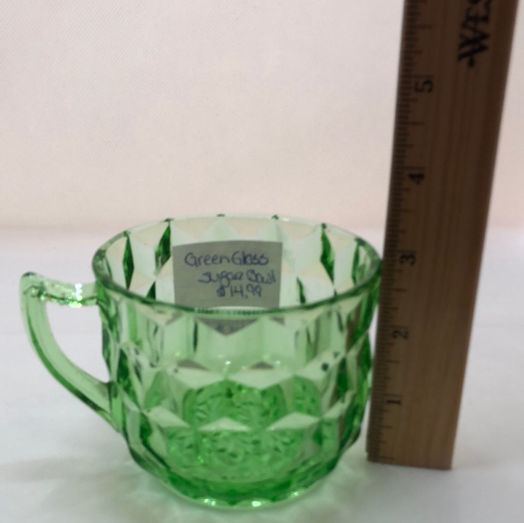 Uranium Green Glass Sugar Bowl