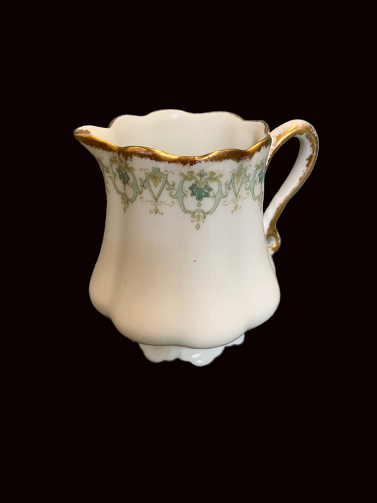 Bauw & Dotter Elite Works small ceramic pitcher with gold and green decorative elements