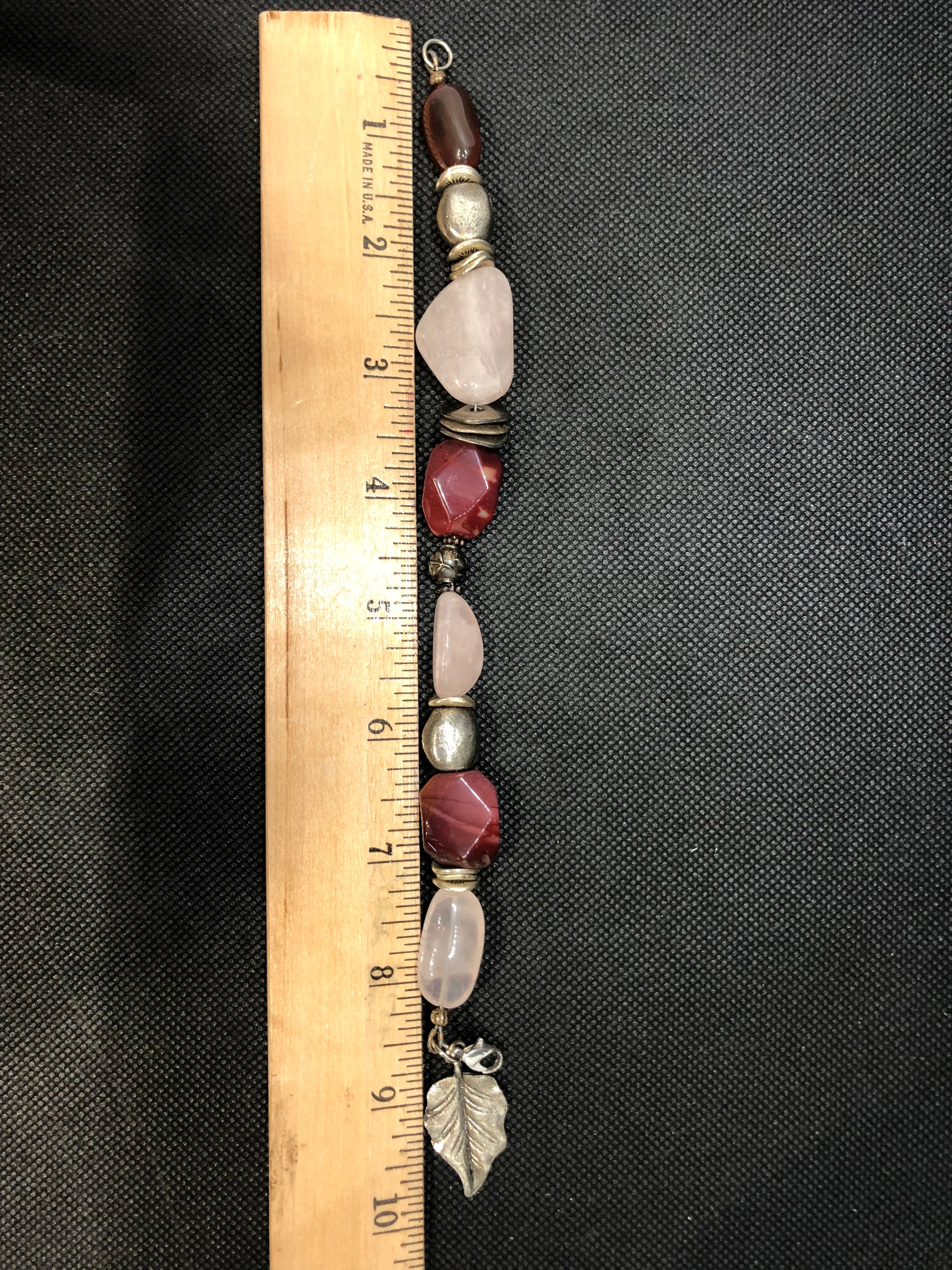 Beaded Bracelet Metal Leaf Accent Length
