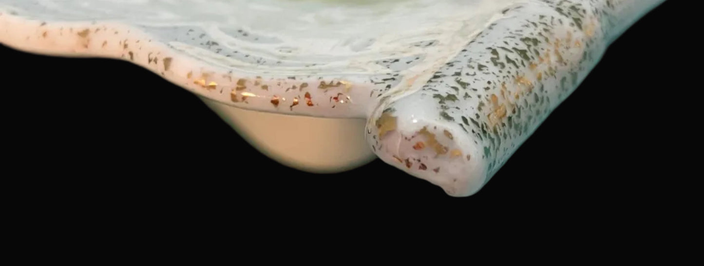 Antique Carlsbad Fan-Shaped Porcelain Dish