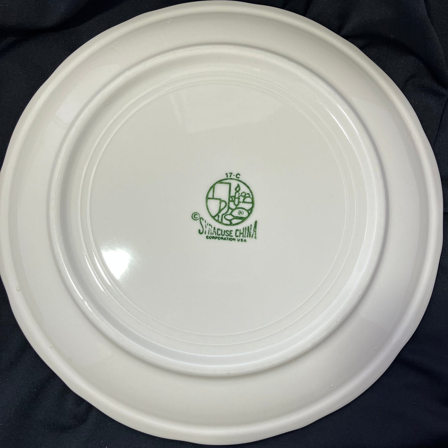 Vintage Syracuse China Restaurant Ware Dinner Plate, Pink Airbrushed Rim, Scalloped Edge