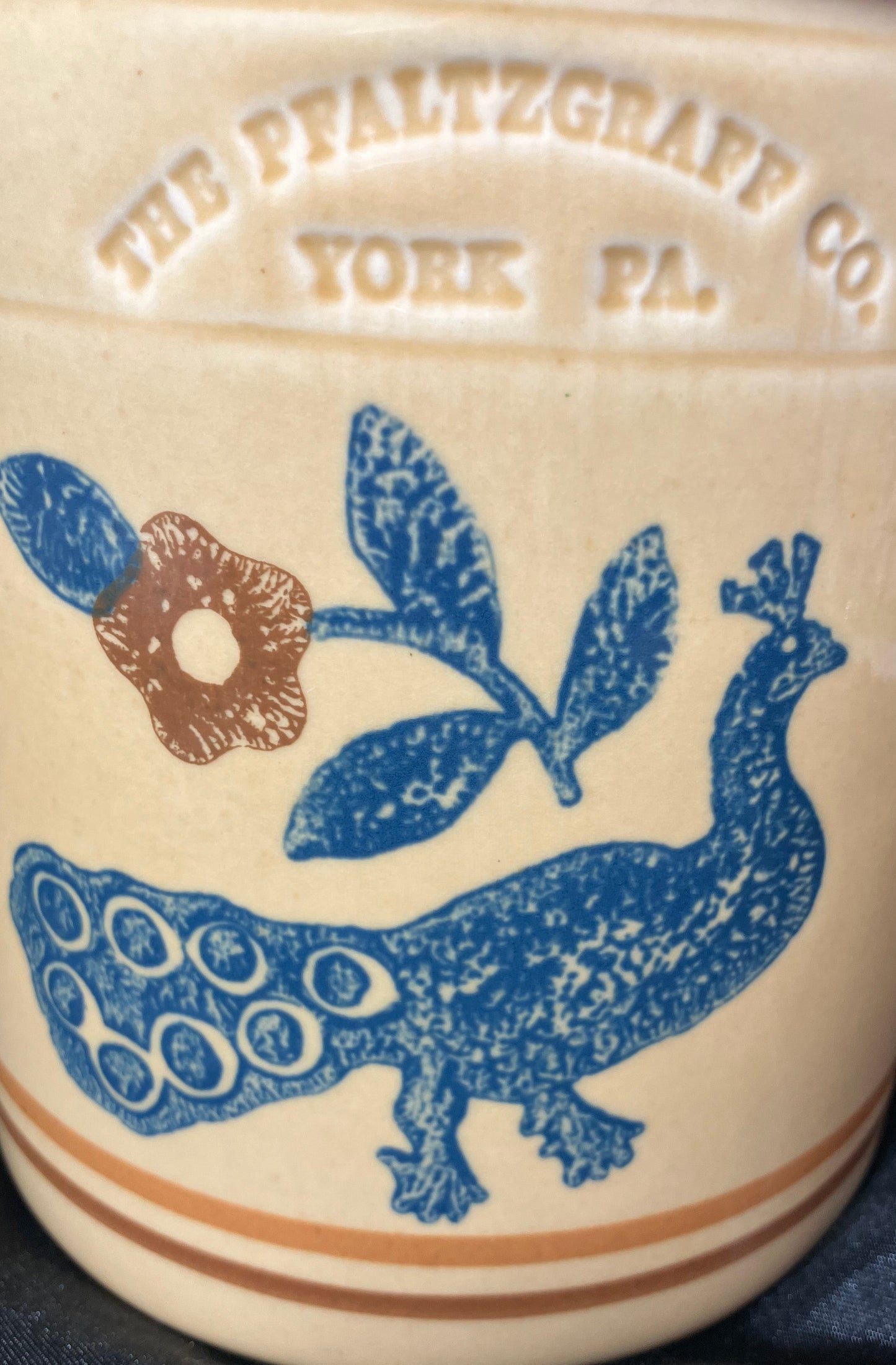 Vintage Pfaltzgraff Crock – American Museum Folk Art Collection – Peacock Floral Utensil Holder