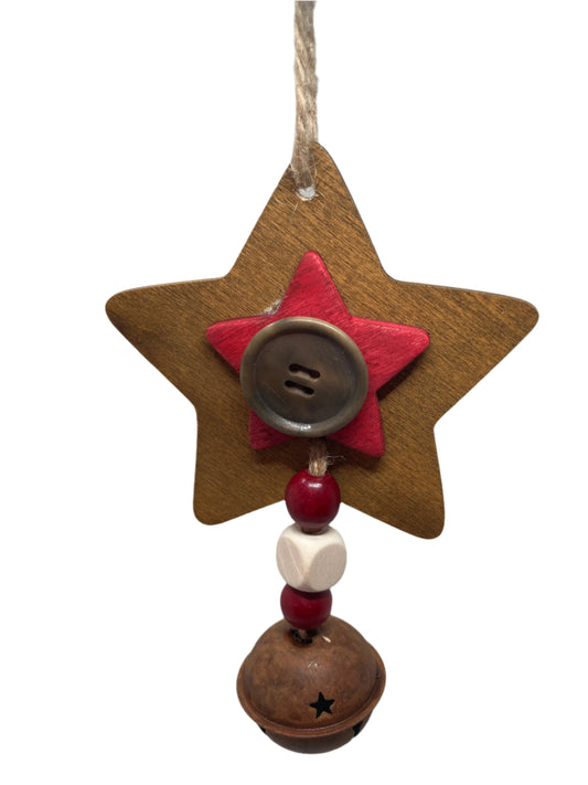 Christmas Ornament - Primitive Star with Rusty Bell
