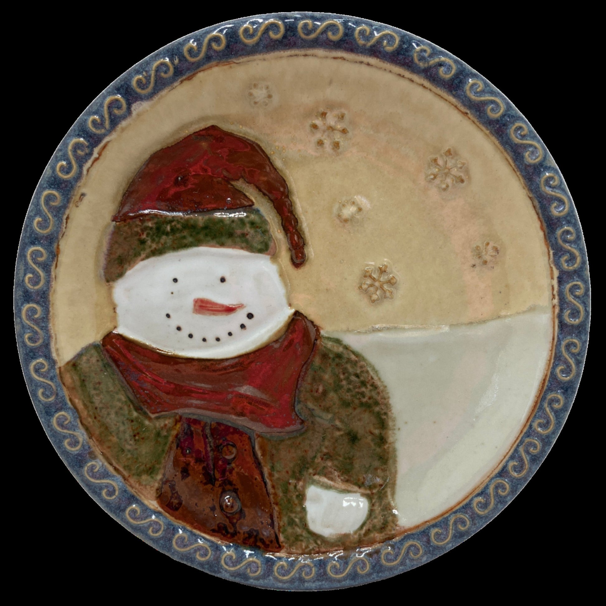 Christmas Plate - Forest Friends Snowman with Red Scarf