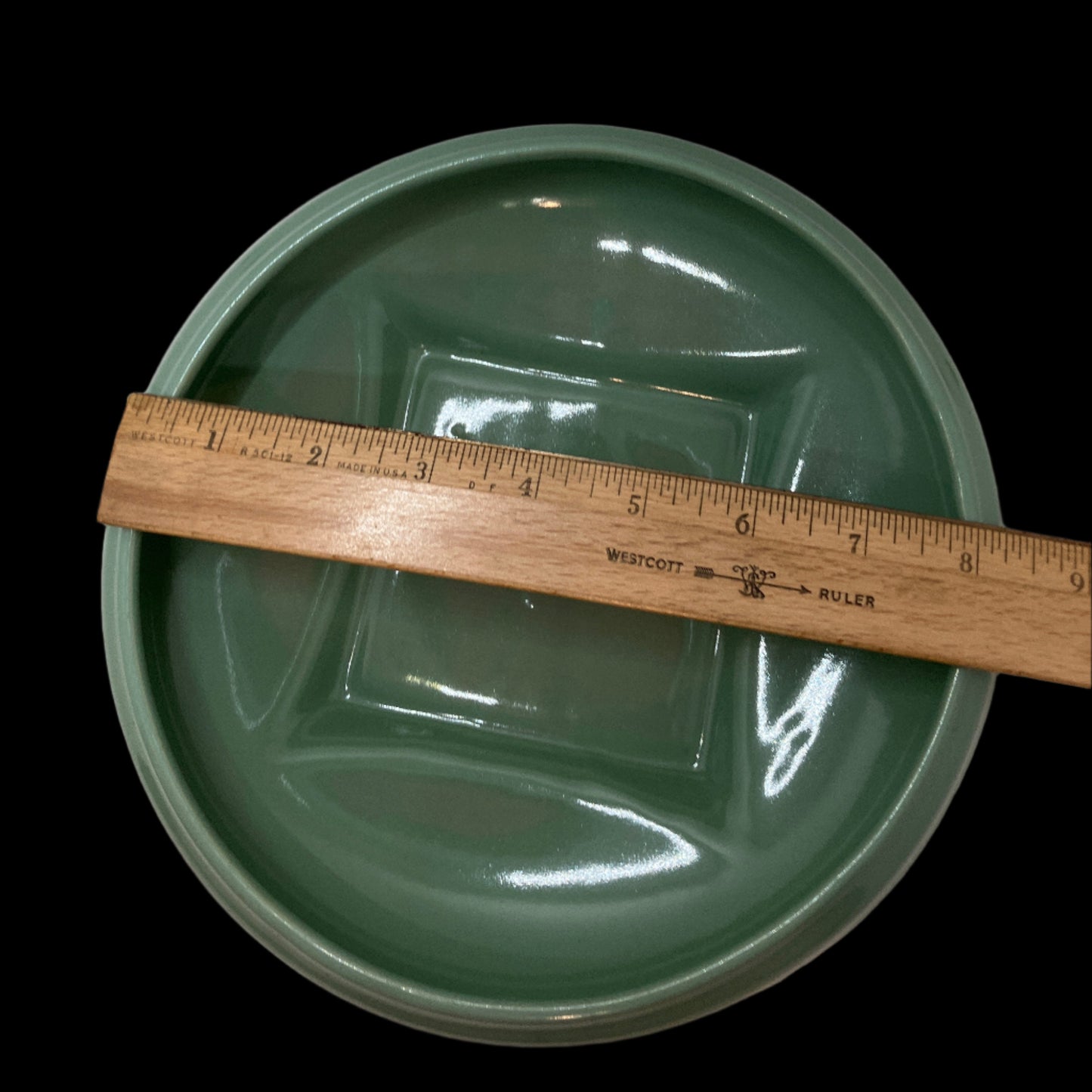 Vintage Abingdon Mid-Century Round Bowl – Teal Porcelain (1940s)