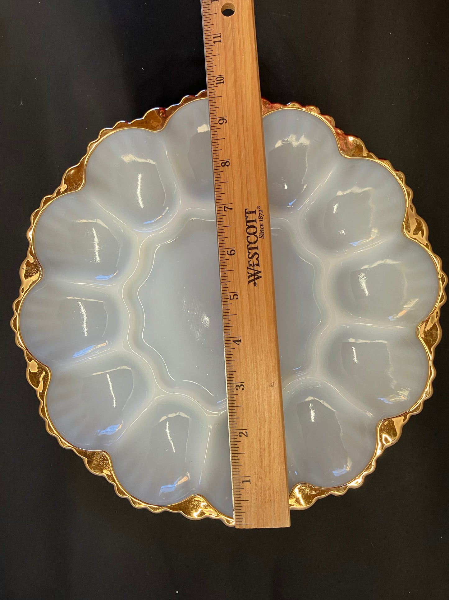 Vintage Mid-Century Anchor Hocking Milk Glass Deviled Egg Plate
