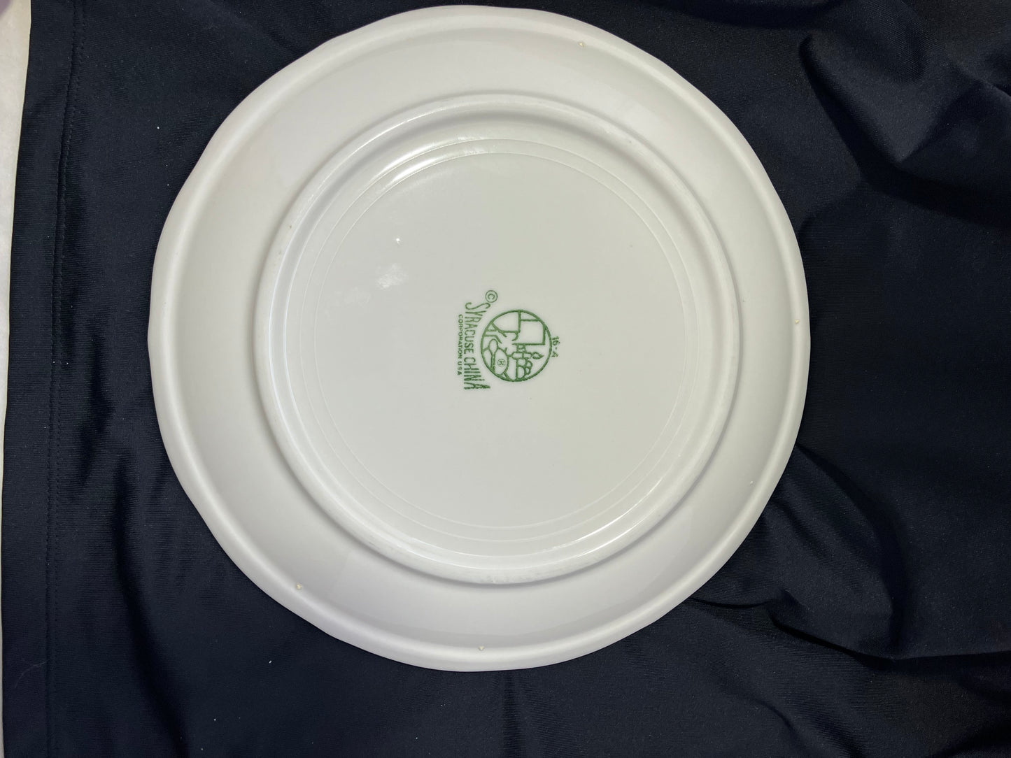 Vintage Syracuse China Restaurant Ware Dinner Plate, Pink Airbrushed Rim, Scalloped Edge