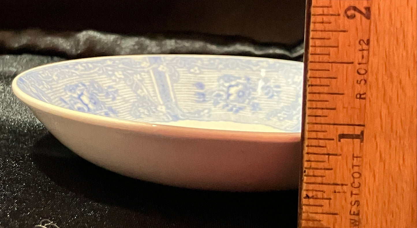 Antique Ontario Lake Pattern Porcelain Saucers – Set of 2 – Blue & White Transferware – Mid-1800s