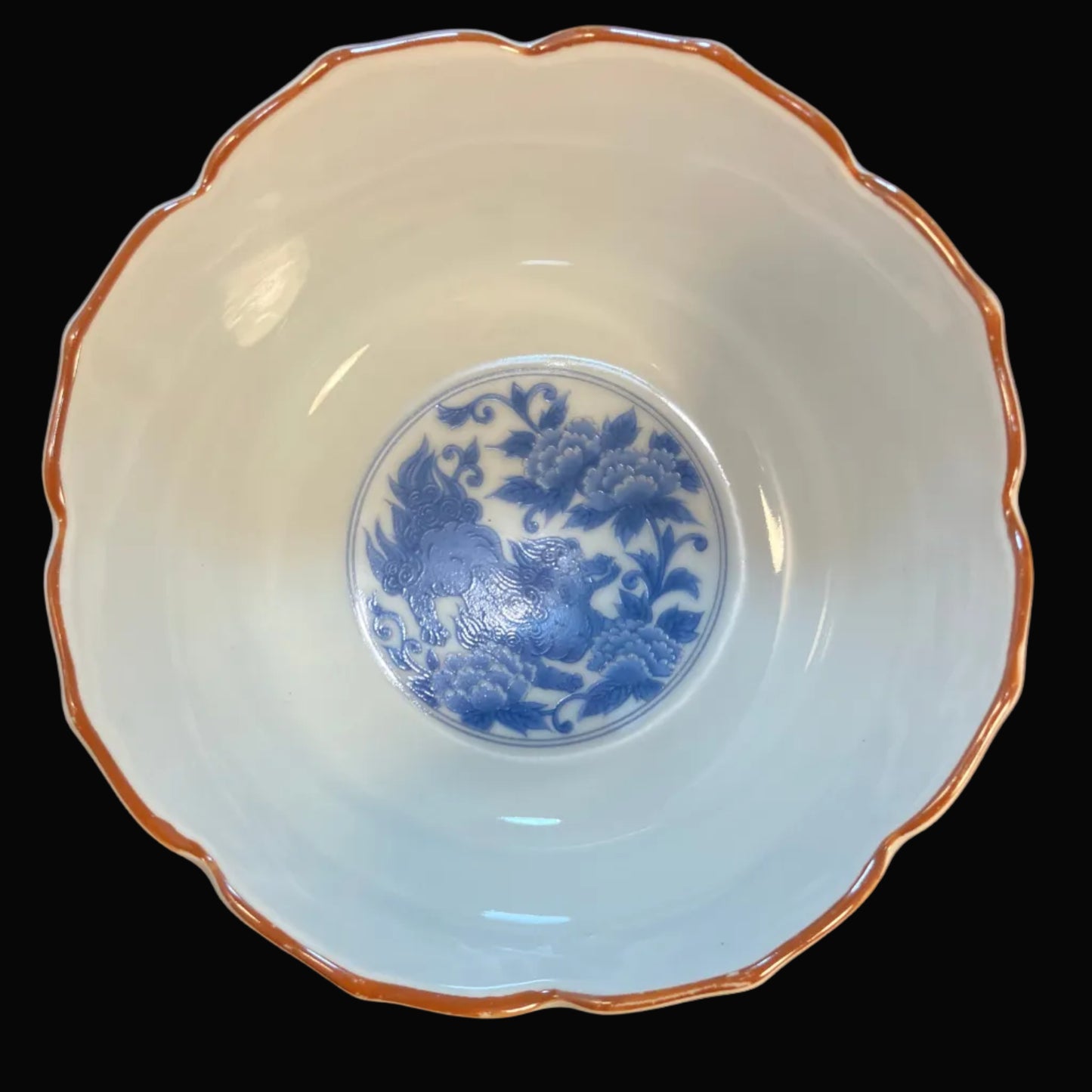 Vintage Imari Style Bowl, Japanese Porcelain Rice Bowl, Shishi Lion Dog Floral Design, Mid Century Japan, Kozan Gama Scalloped Bowl
