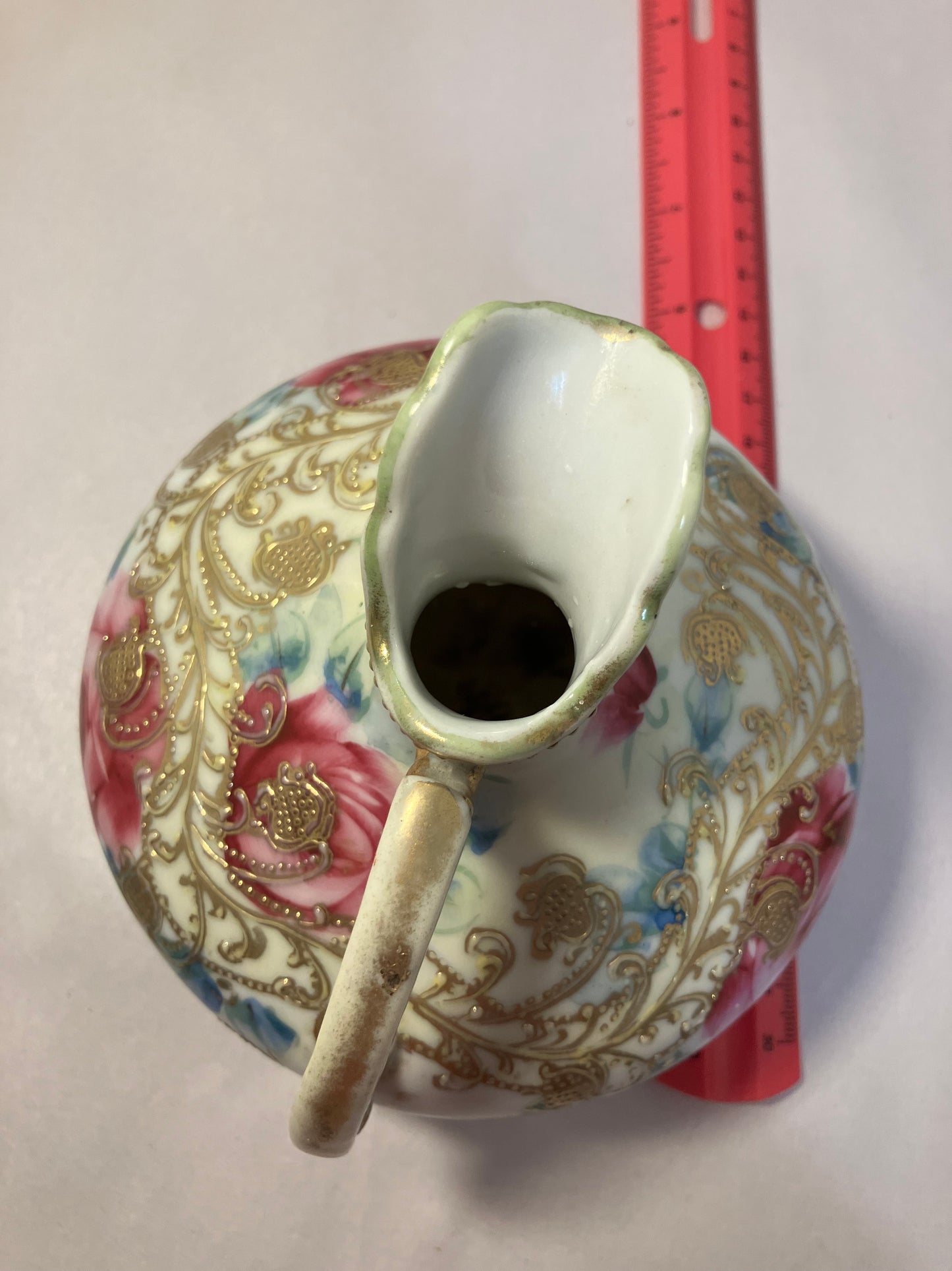 Antique Nippon Moriage Porcelain Ewer — Hand Painted Roses